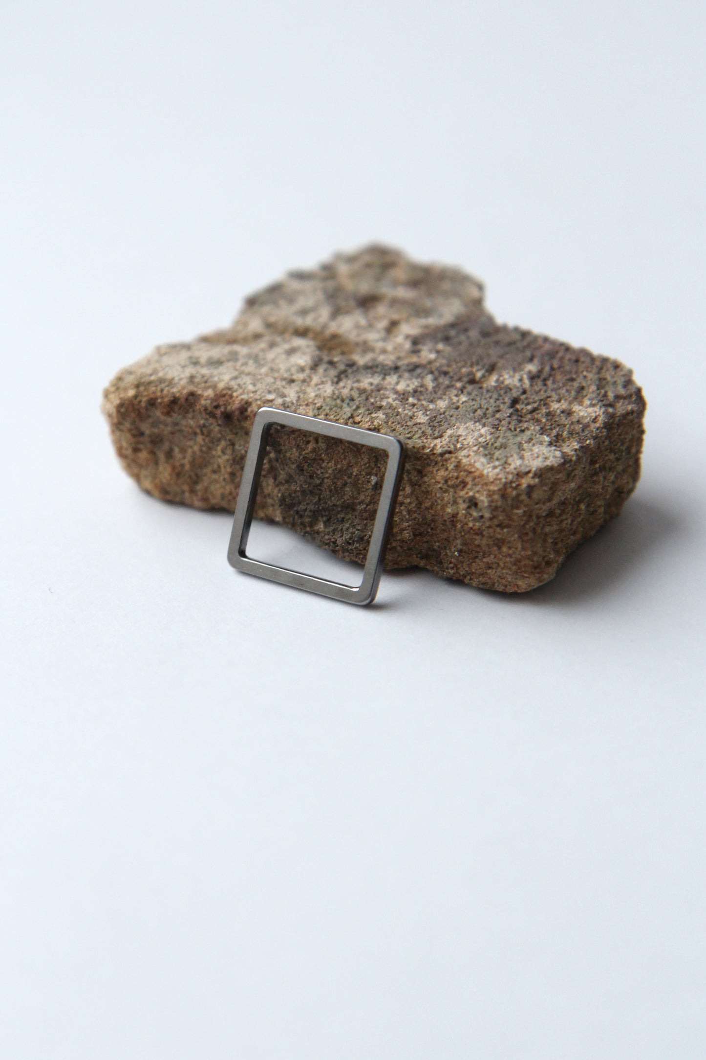 Fine Black Silver Square Ring