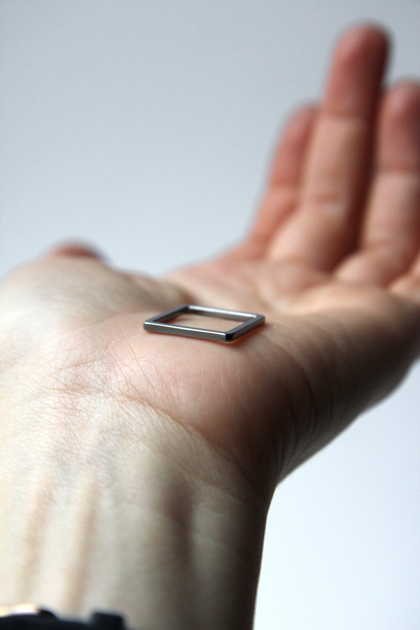 Fine Black Silver Square Ring