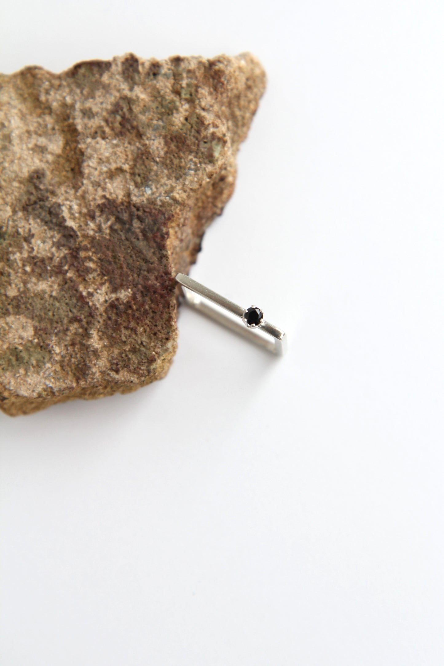 Fine Silver Square Ring with Zircon