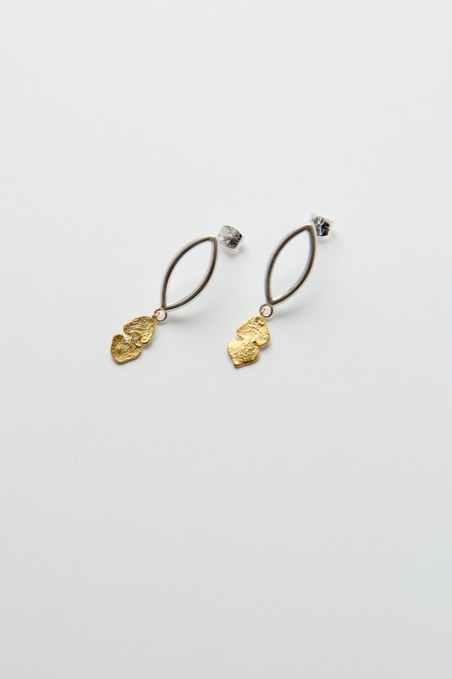 Botanical Silver Earrings with Gold-Plated Leaf
