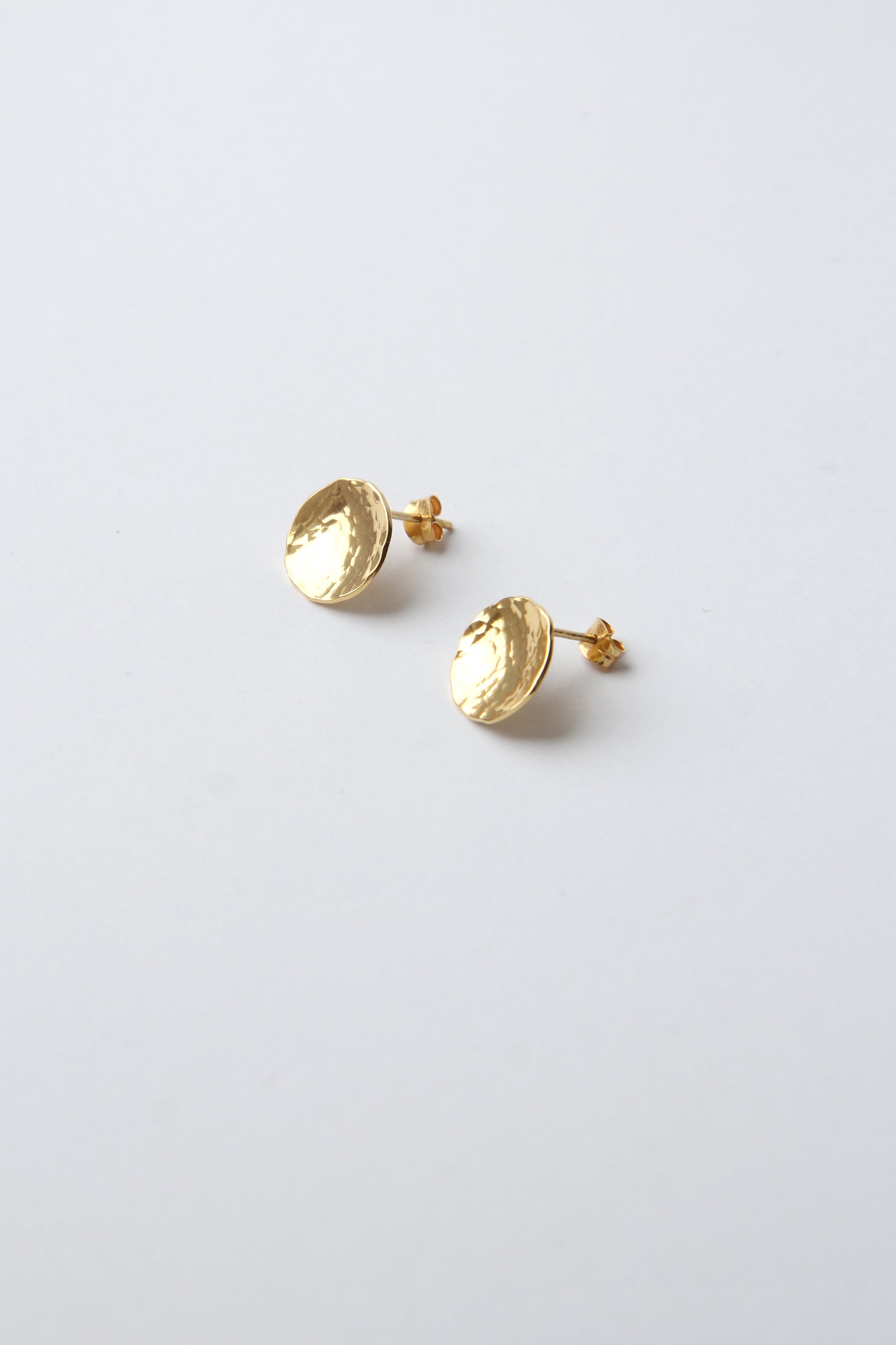 Gold-plated Hammered Circle Silver Earrings