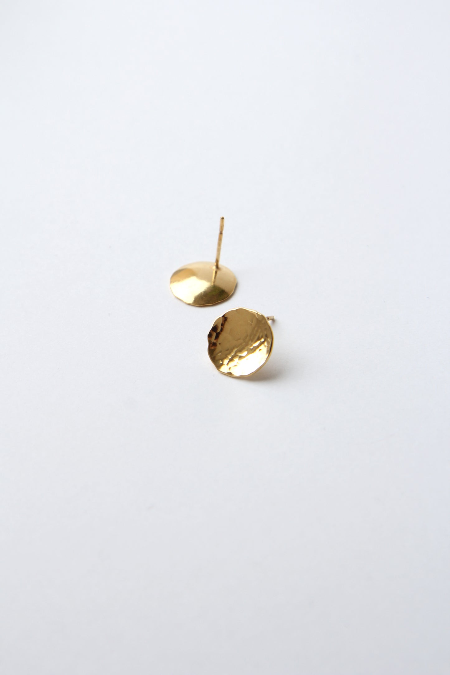 Gold-plated Hammered Circle Silver Earrings