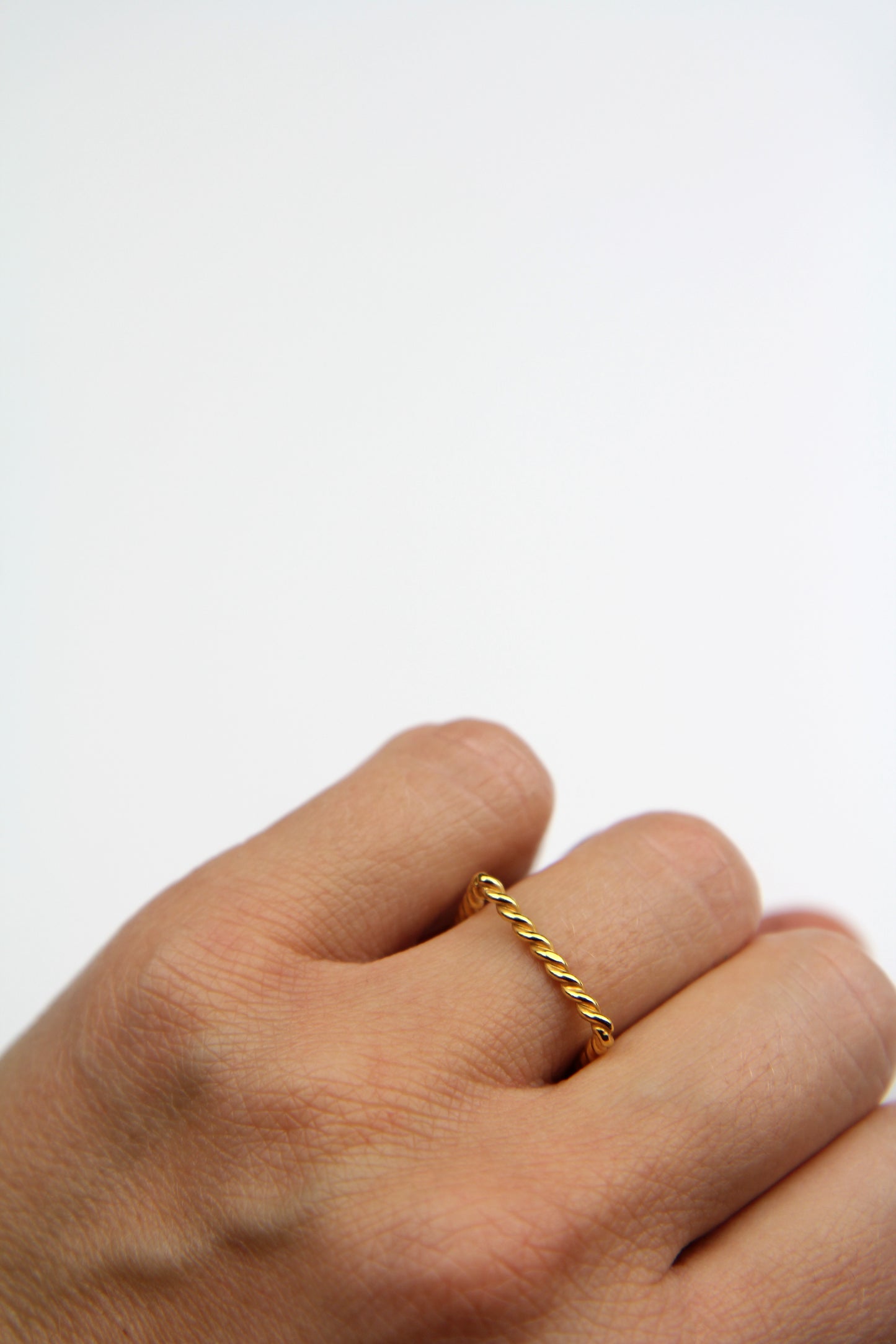 Fine Gold-plated Twisted Silver Square Ring
