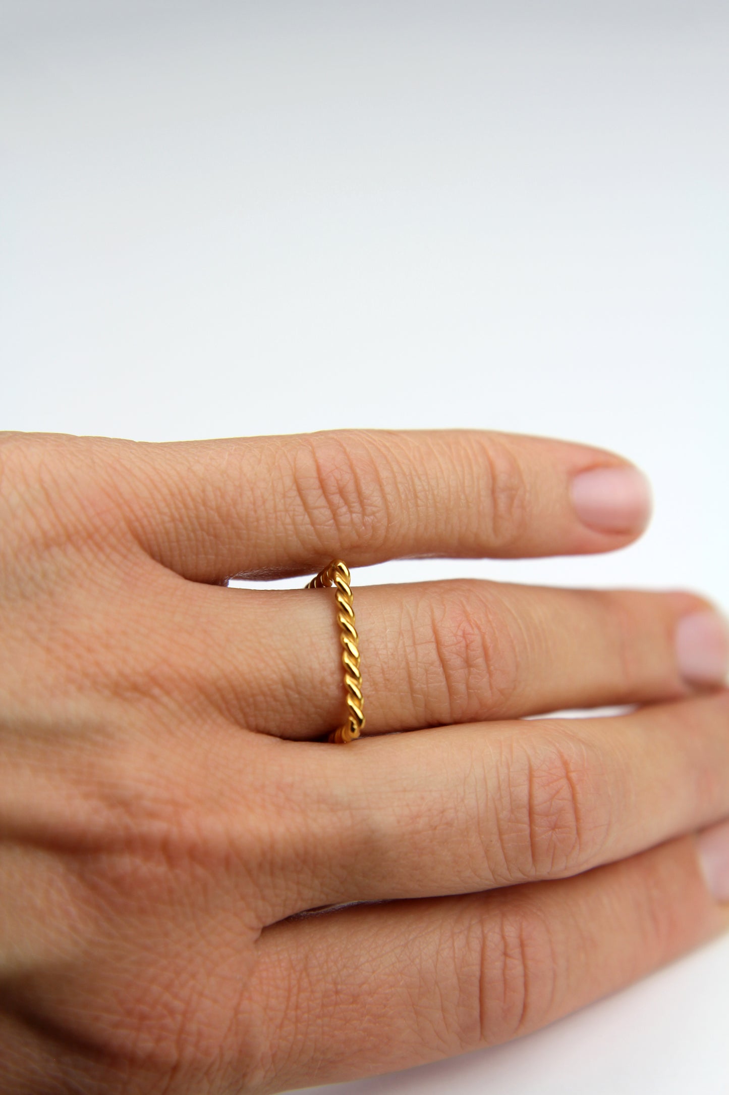Fine Gold-plated Twisted Silver Square Ring