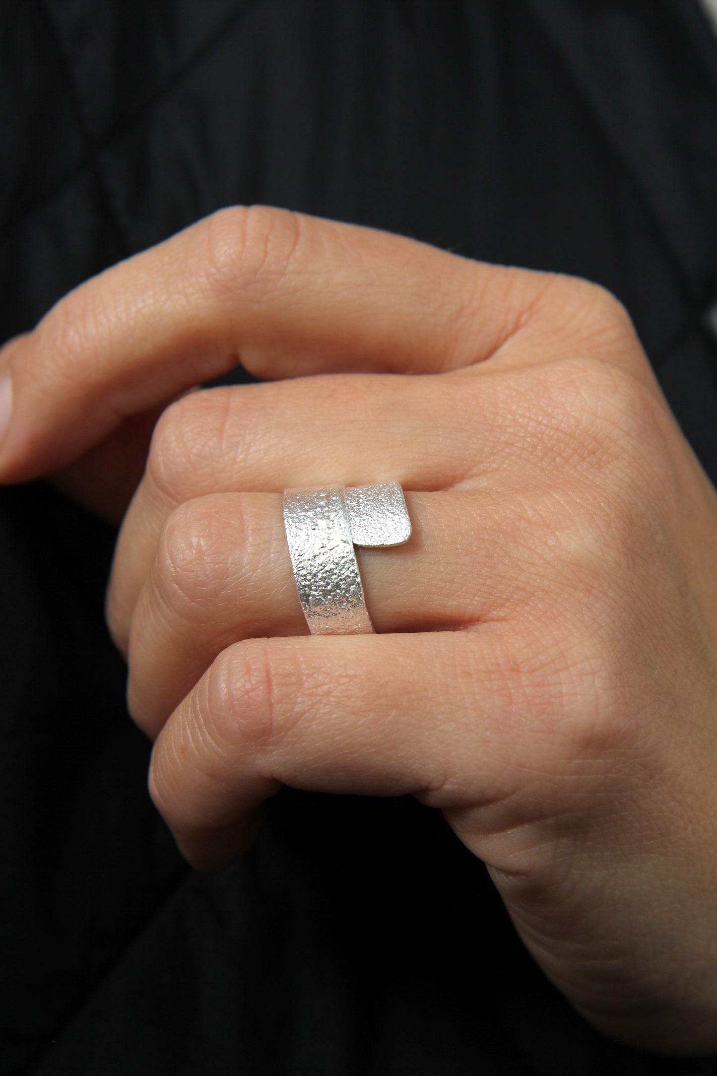 Silver Wide Ribbon Ring