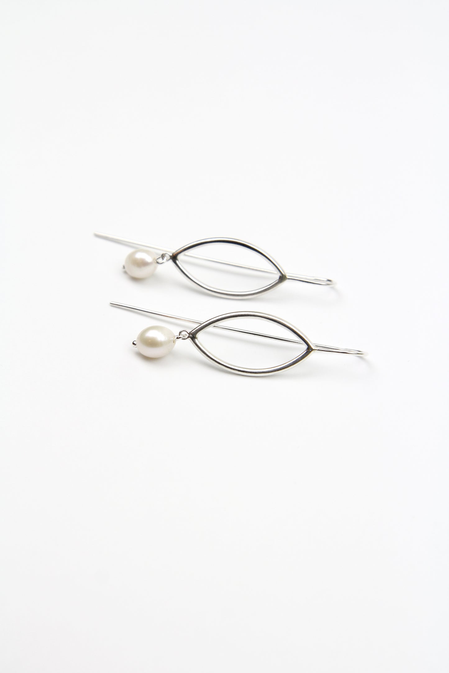 Botanical Silver Hook Earrings With Pearl