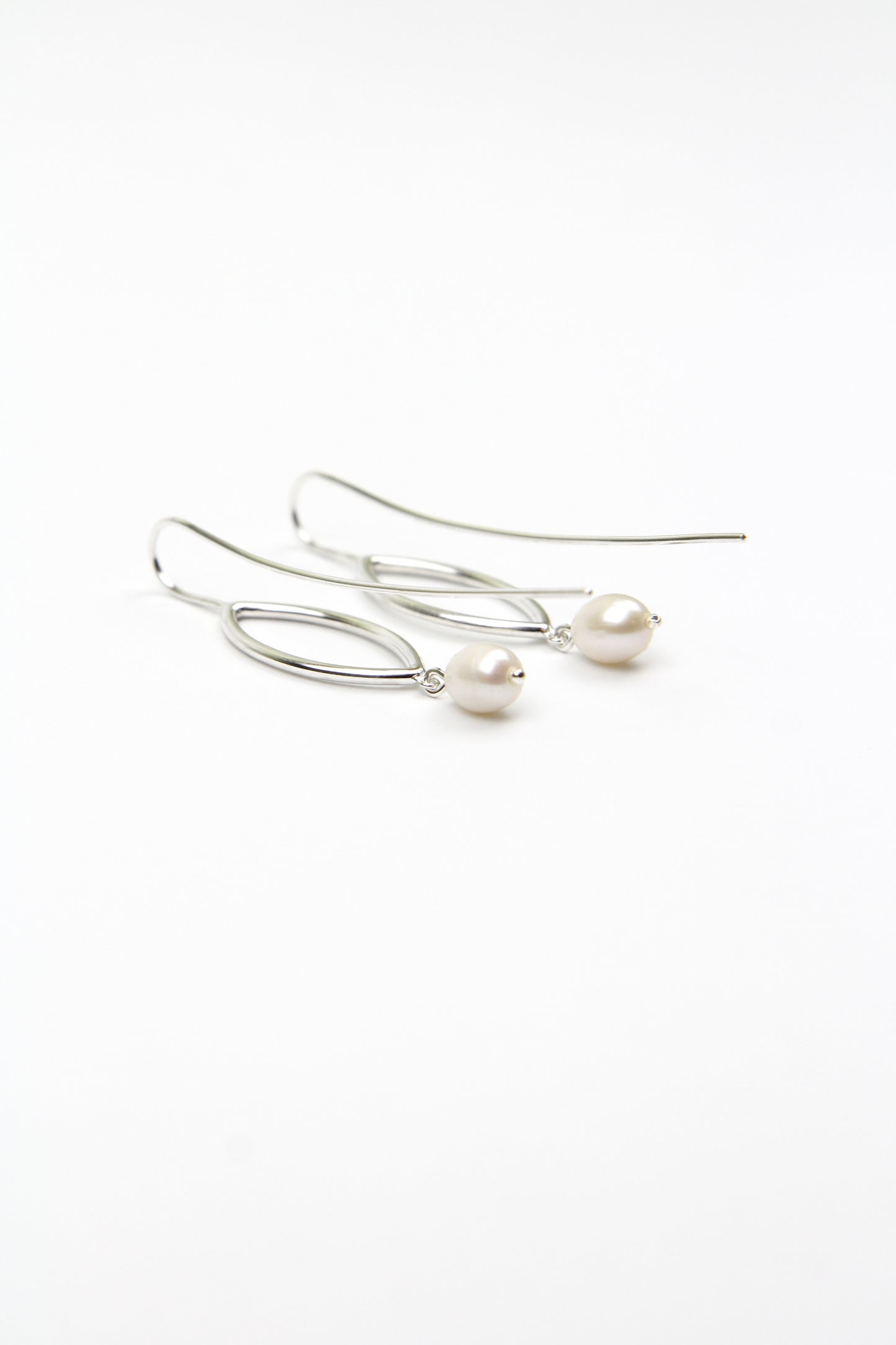 Botanical Silver Hook Earrings With Pearl