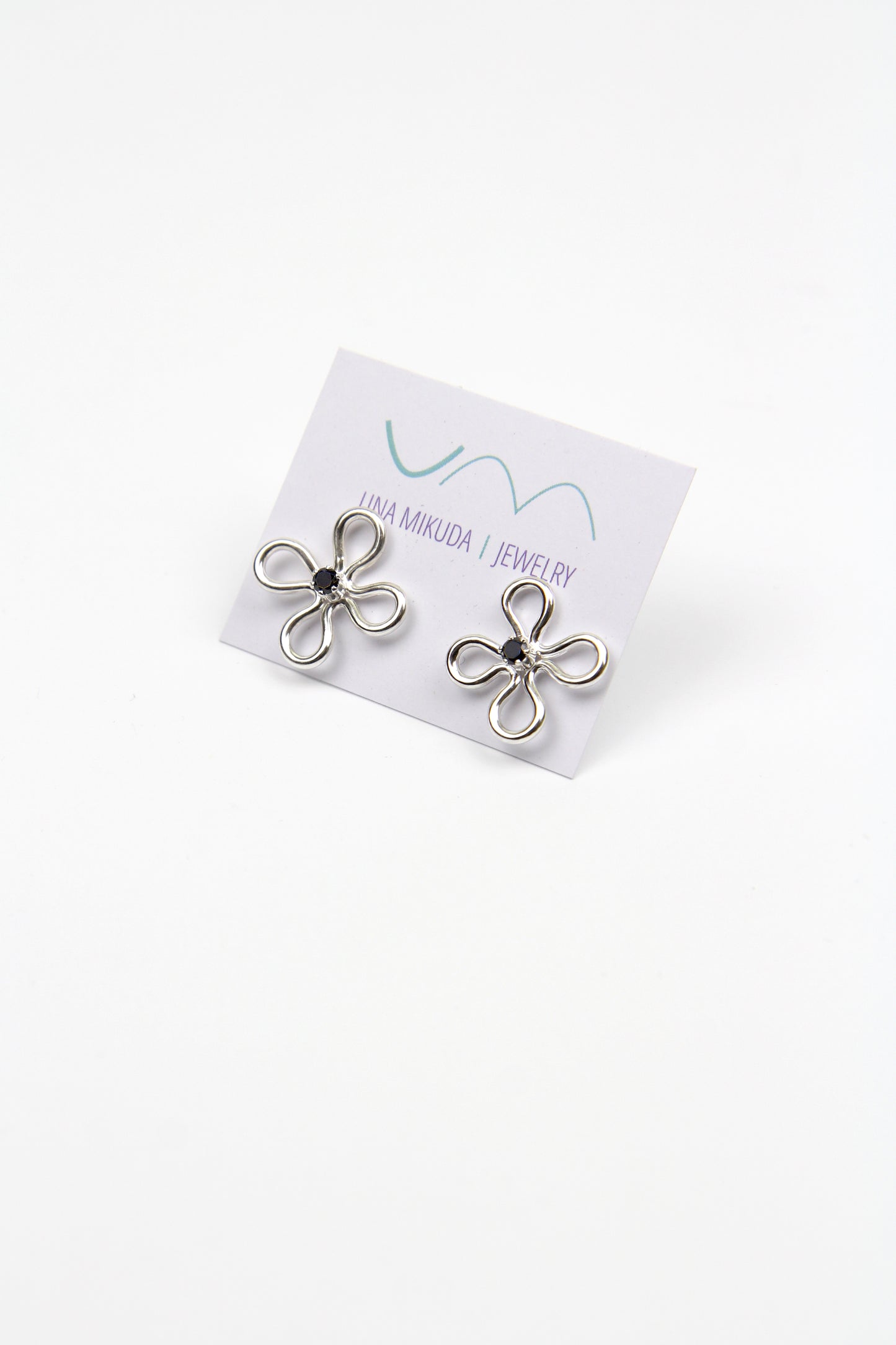 Silver Clover Earrings With Zircon