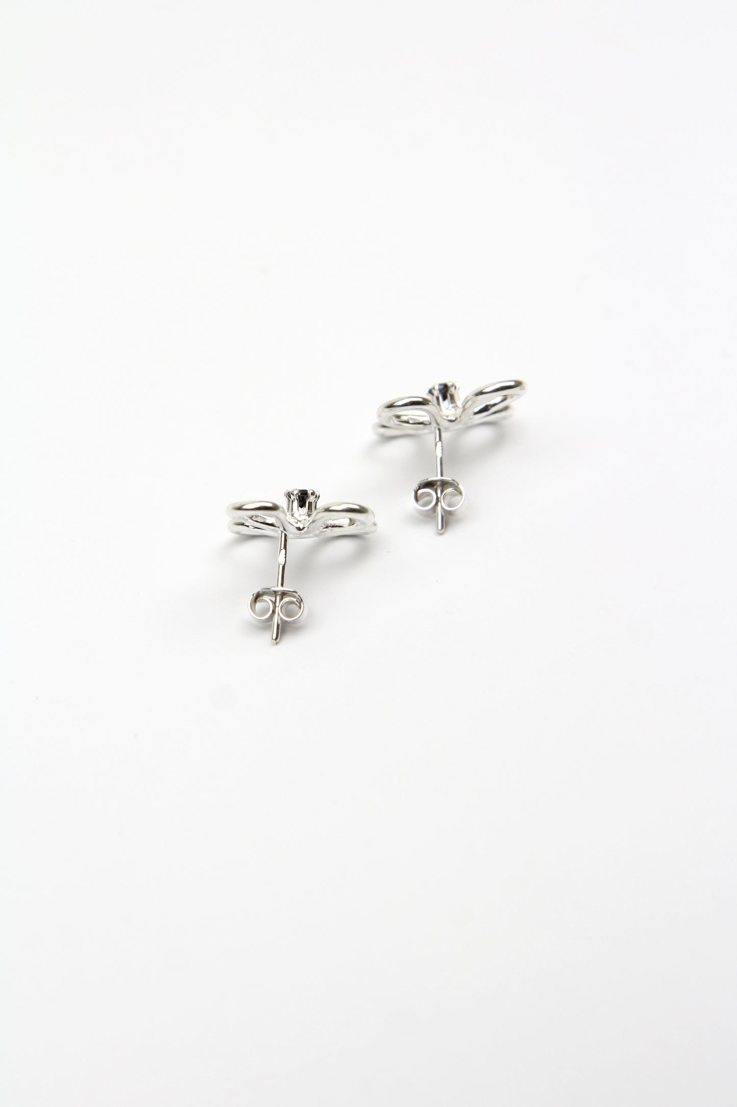 Silver Clover Earrings With Zircon