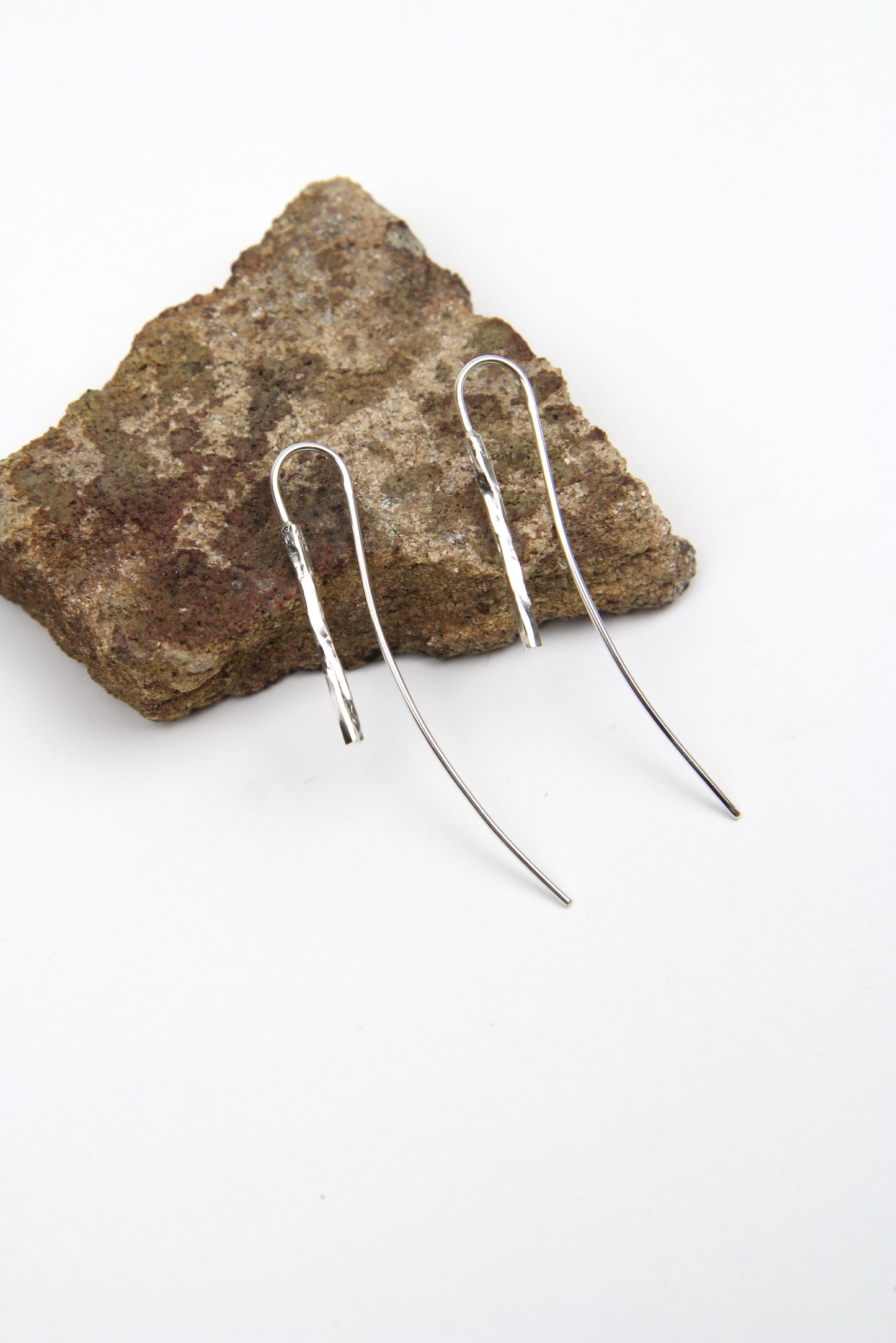 Sleek Line Silver Hook Earrings