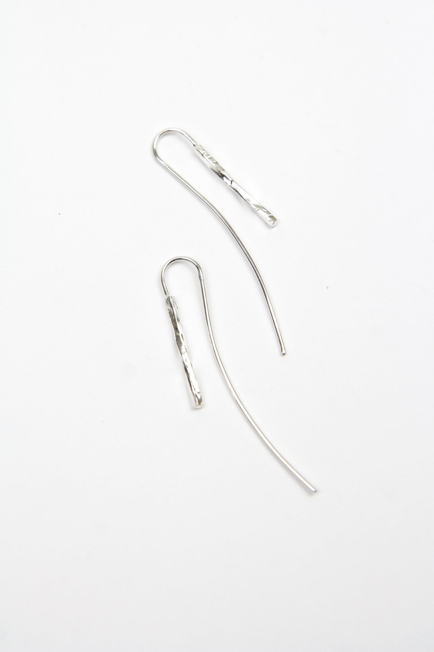 Sleek Line Silver Hook Earrings