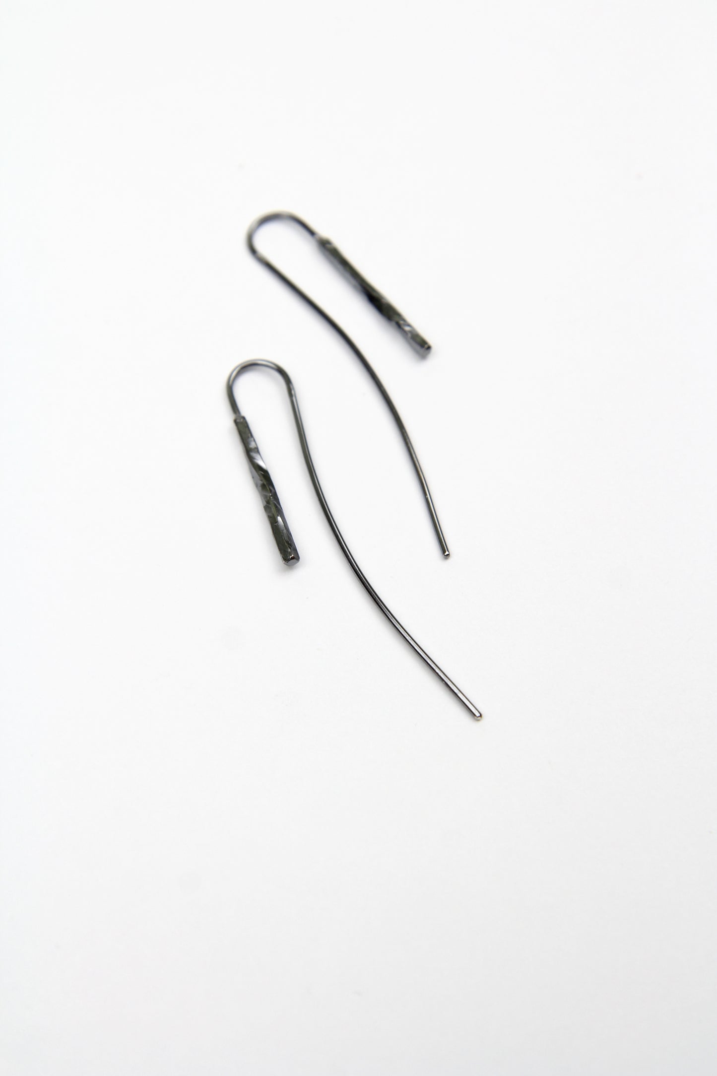 Sleek Line Black Silver Hook Earrings