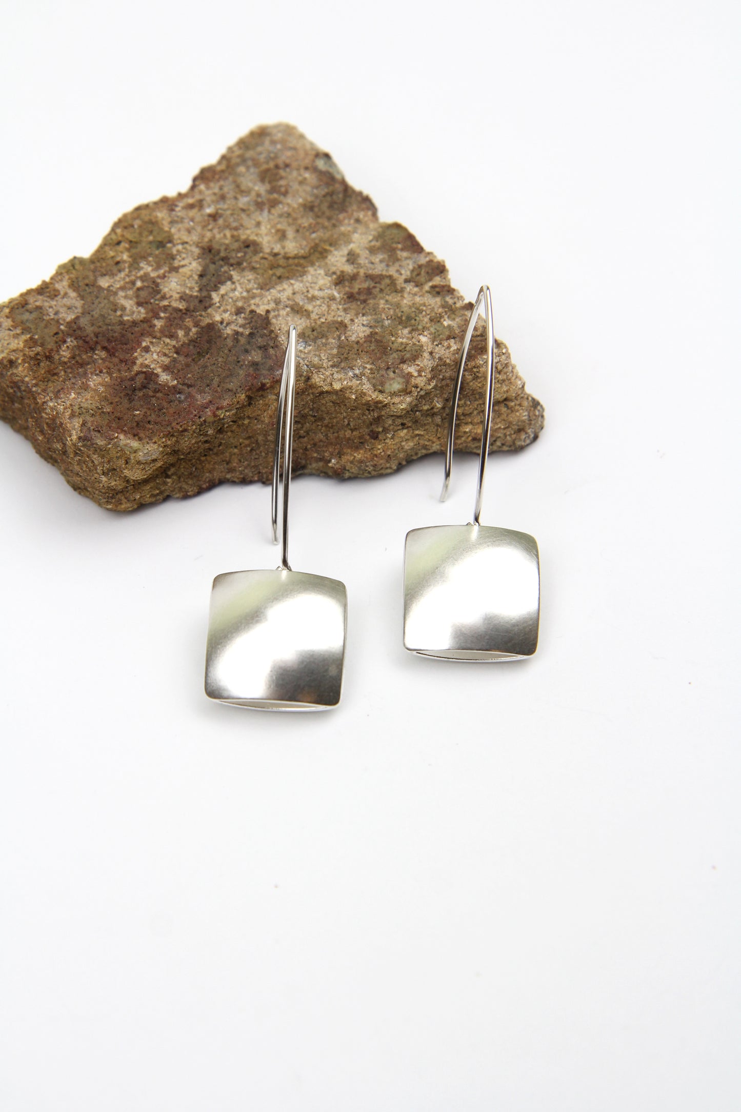 Silver Pillow Dangle Earrings