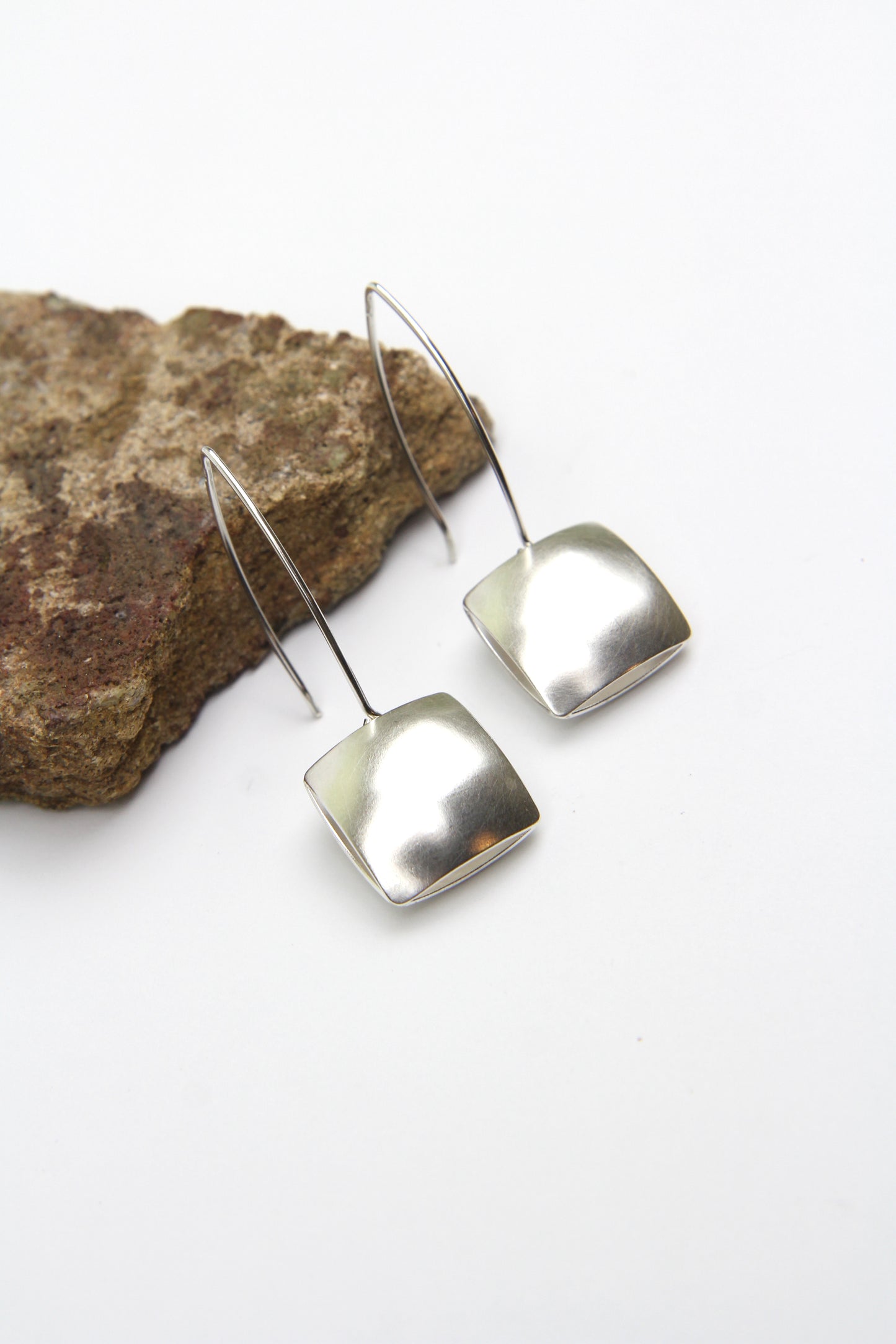 Silver Pillow Dangle Earrings