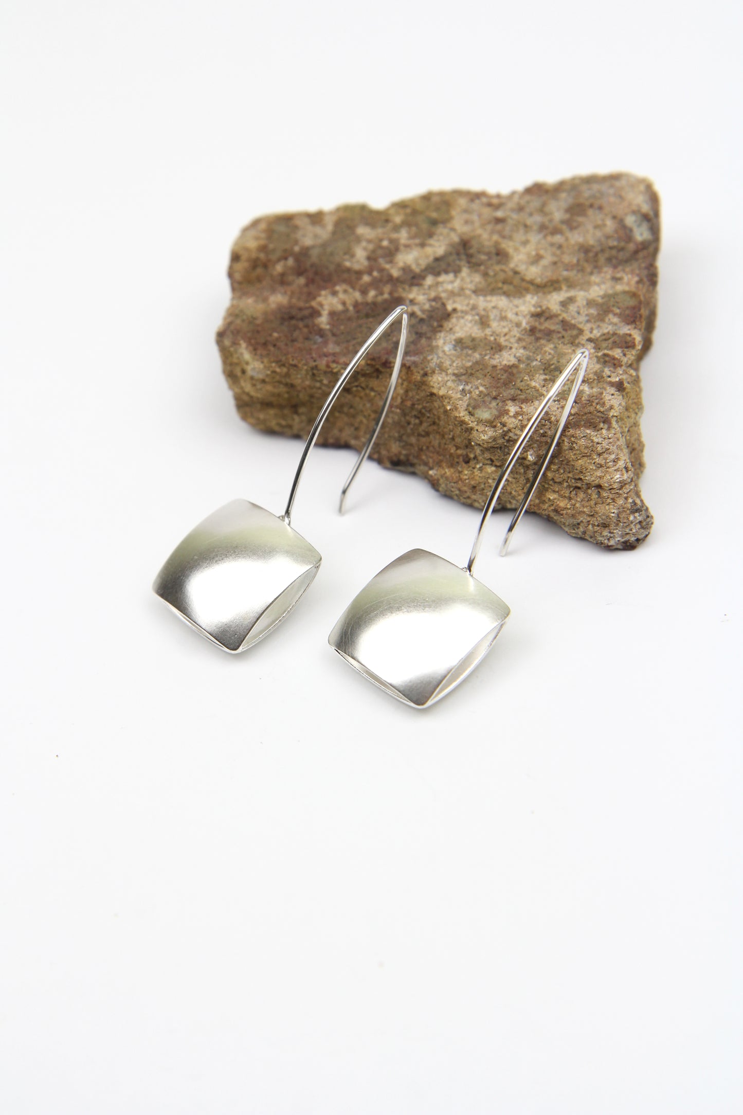 Silver Pillow Dangle Earrings