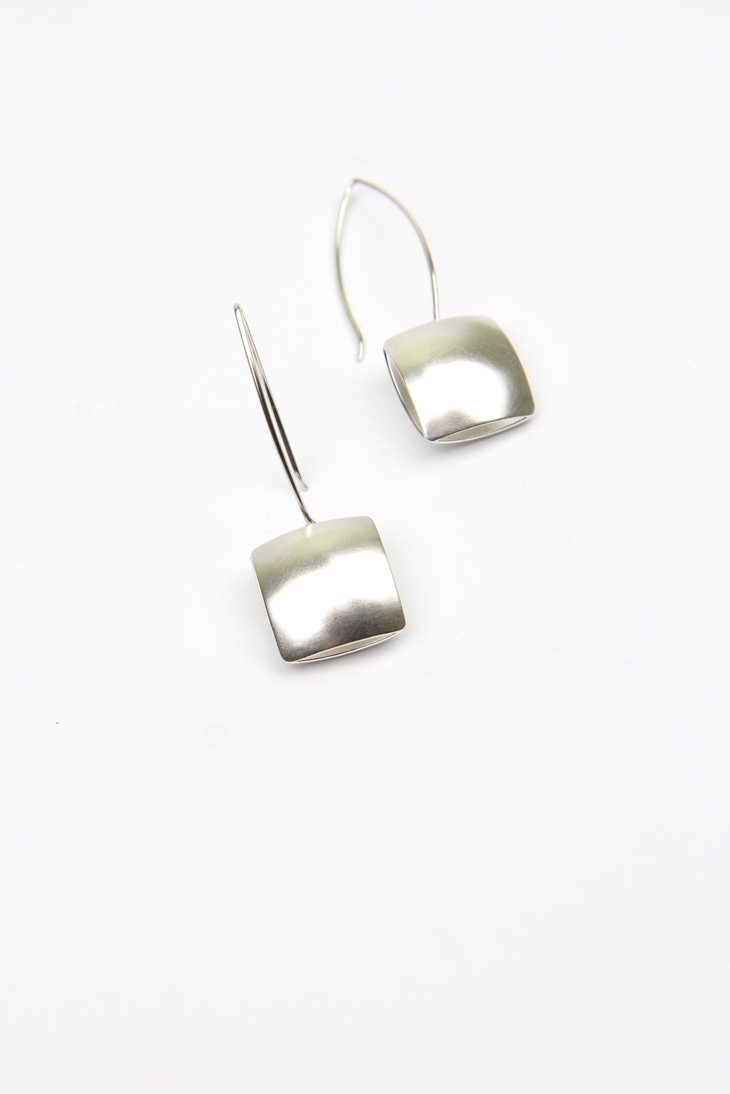 Silver Pillow Dangle Earrings