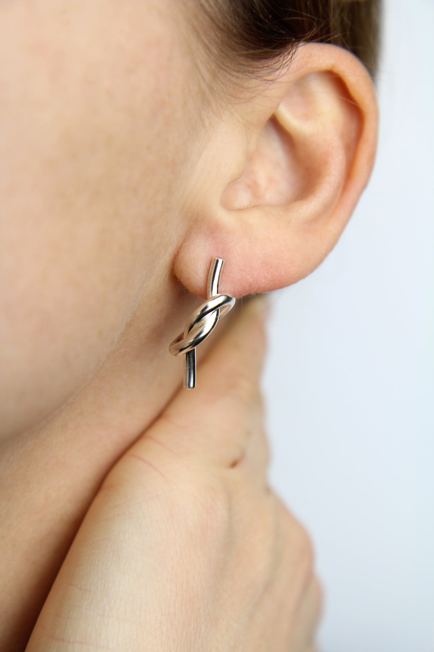 Silver Knot Earrings - medium