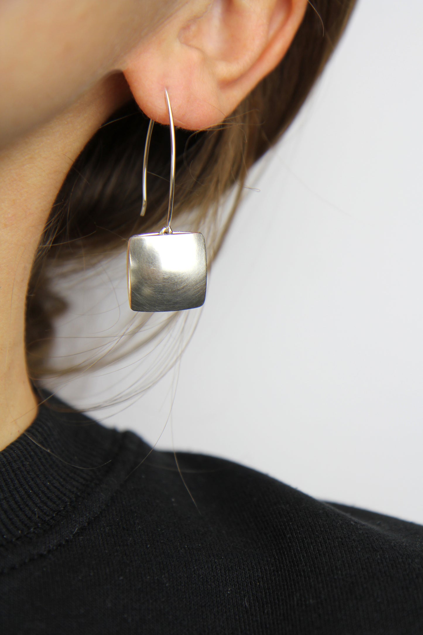 Silver Pillow Dangle Earrings