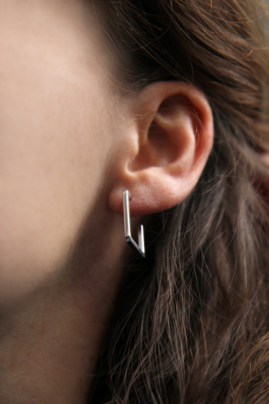 Fine Square Silver Hoop Earrings