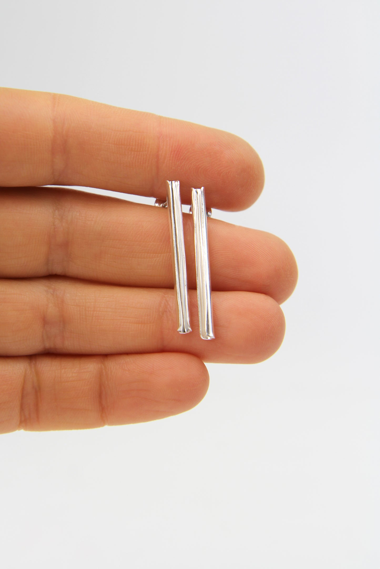 Fine Silver Tube Earrings