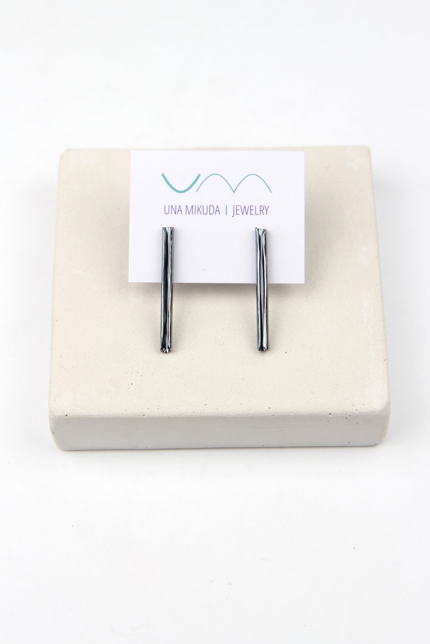 Fine Black Silver Tube Earrings