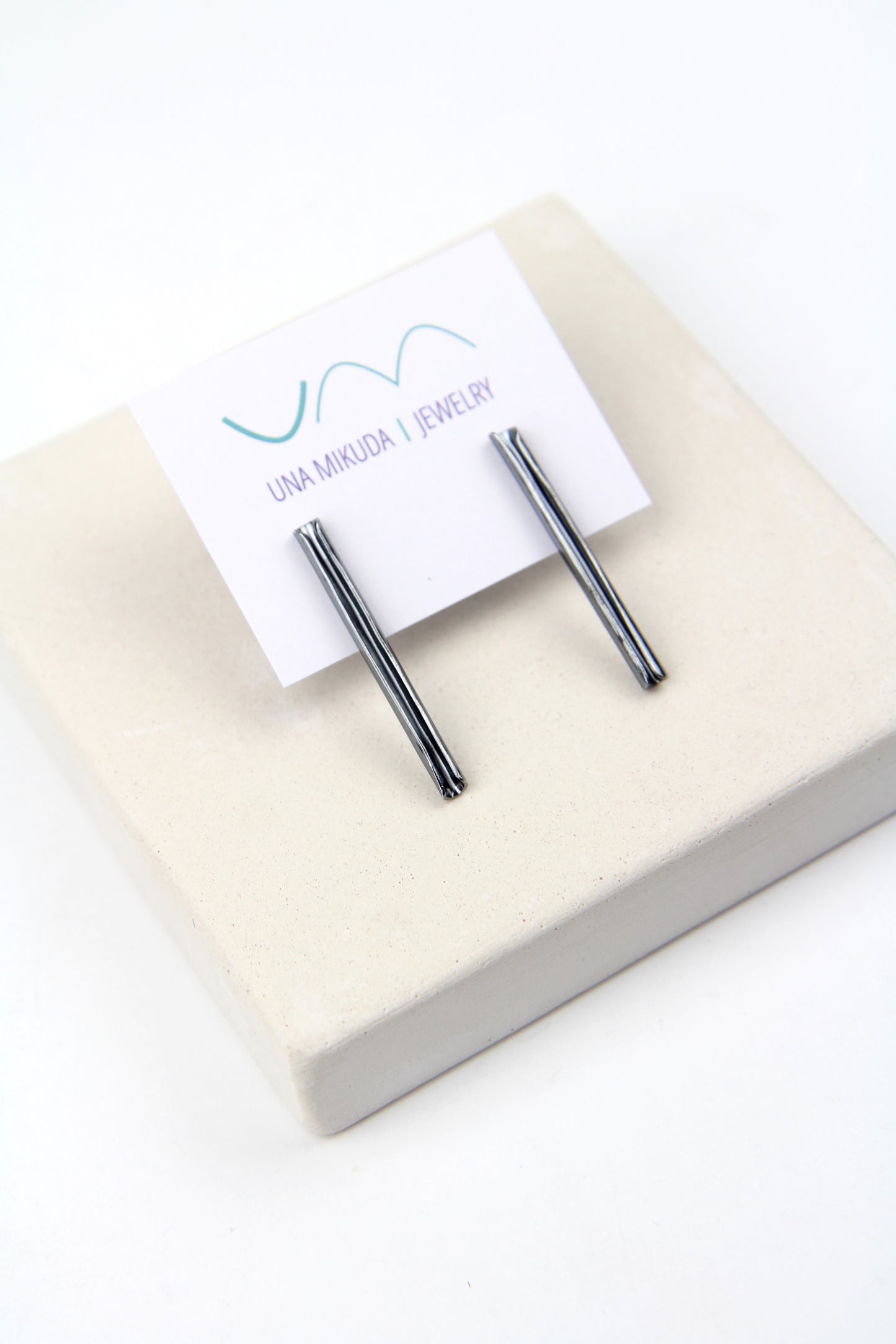 Fine Black Silver Tube Earrings