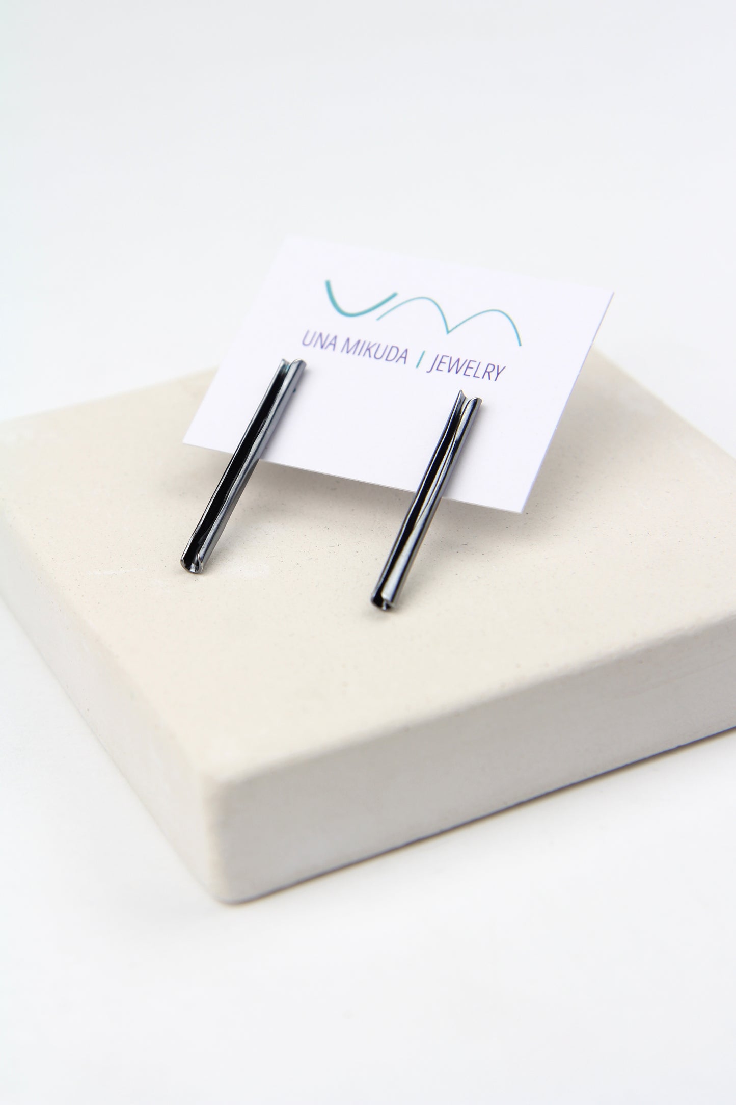 Fine Black Silver Tube Earrings