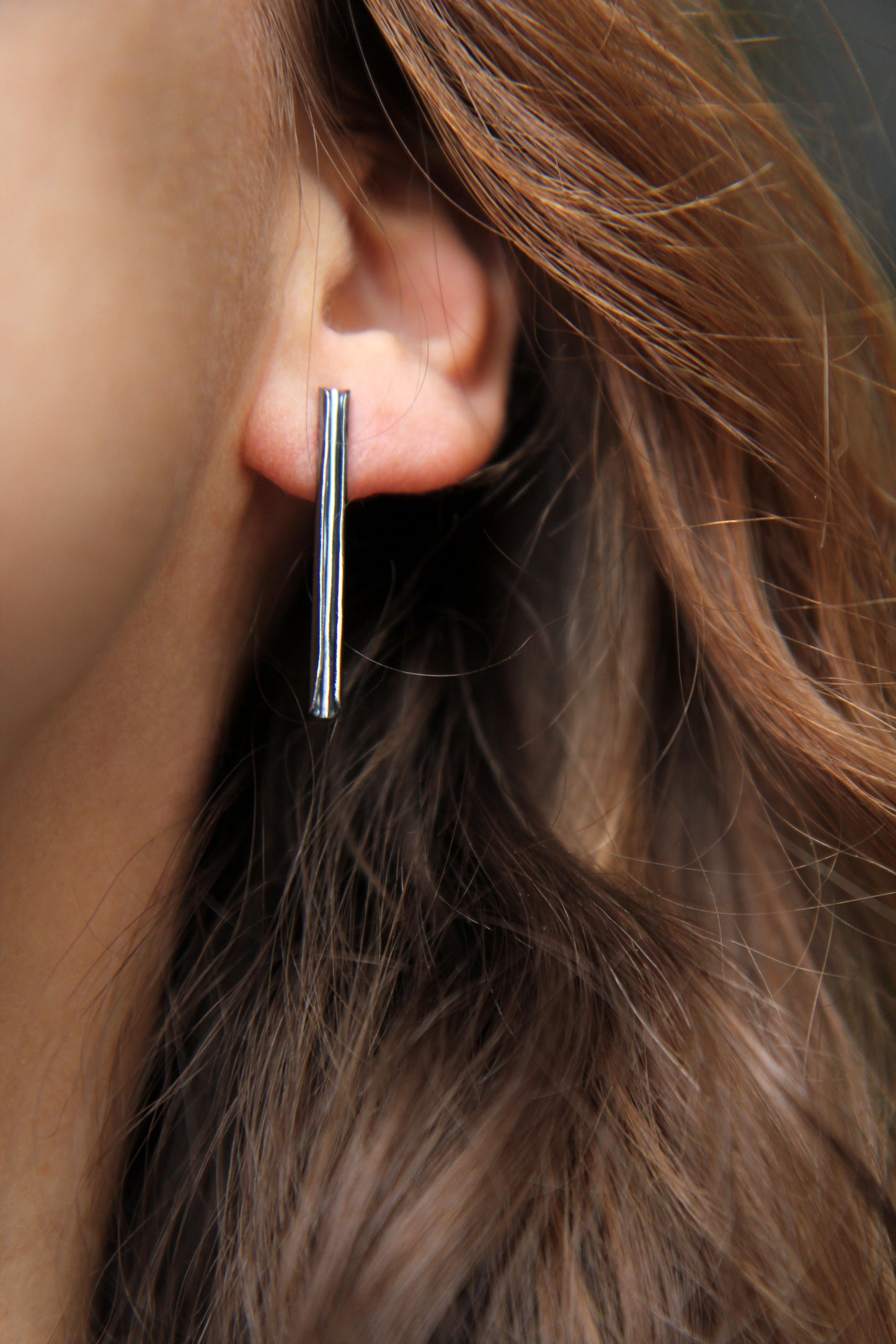 Fine Black Silver Tube Earrings