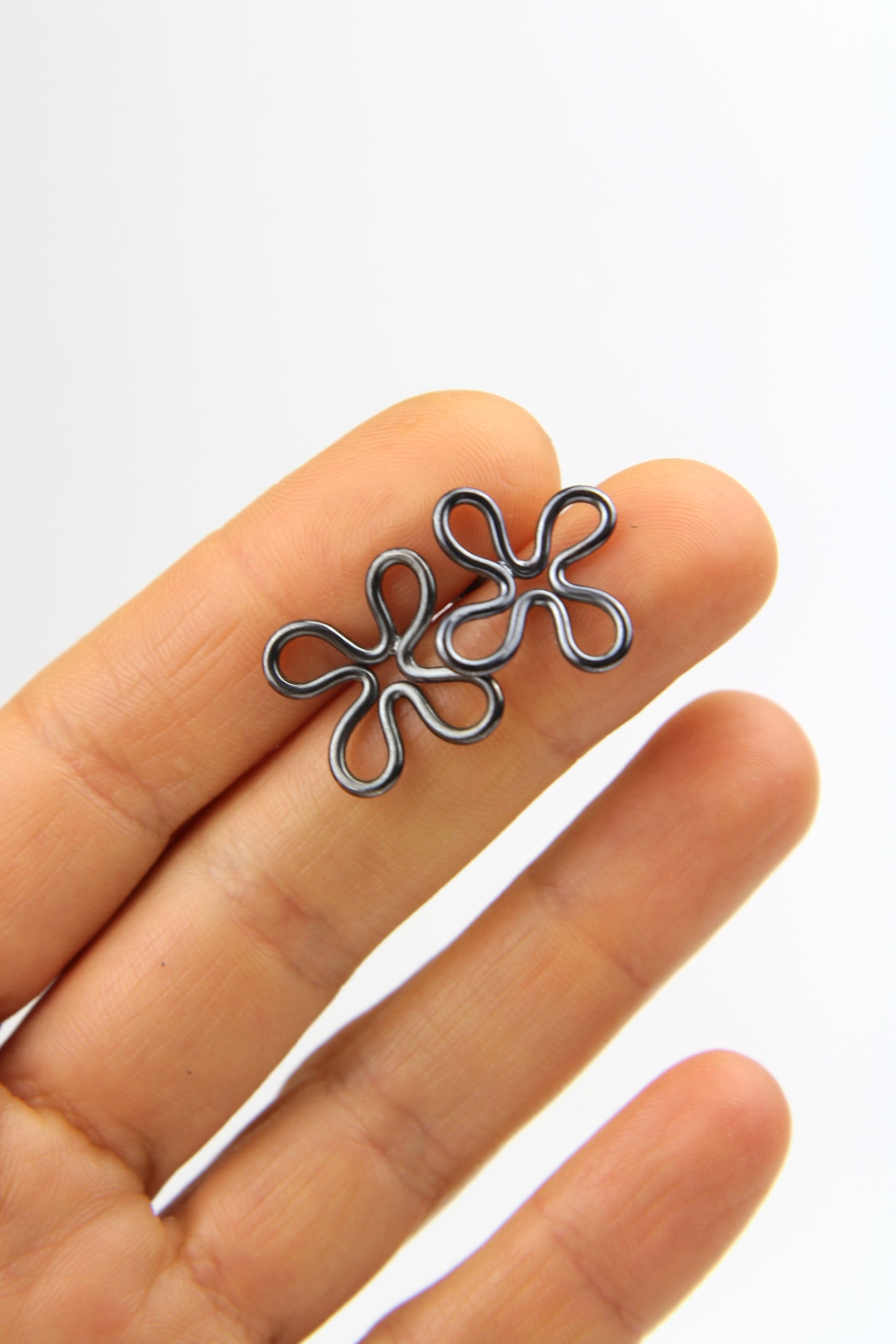 Black Silver Clover Earrings