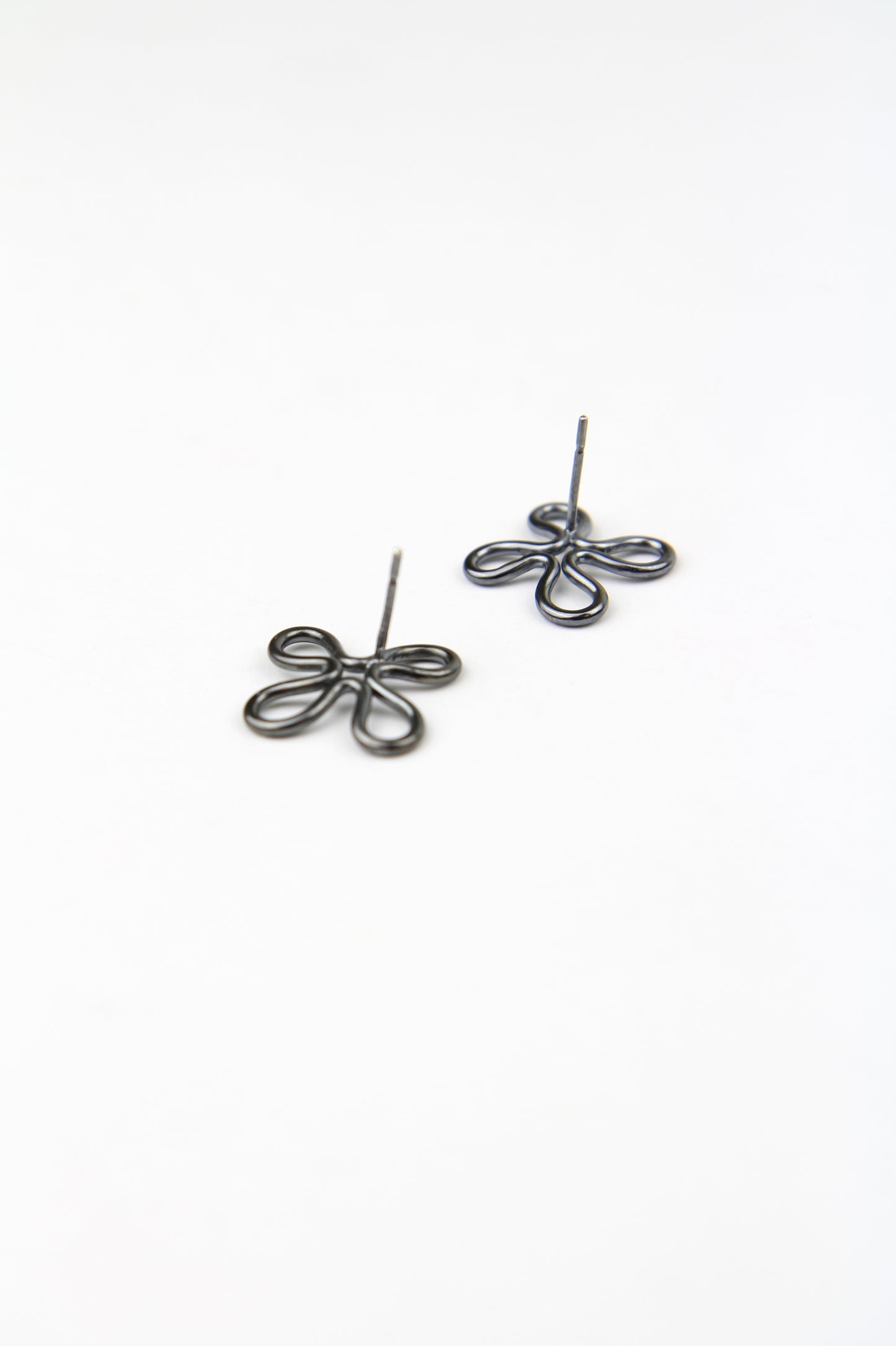 Black Silver Clover Earrings
