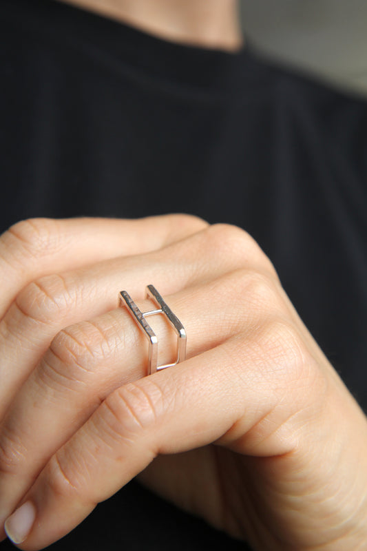 NEW! ✨ Double Square Hammered Silver Ring