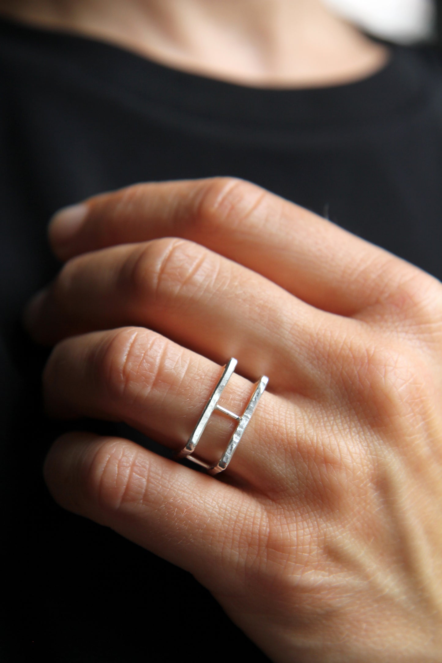 NEW! ✨ Double Square Hammered Silver Ring