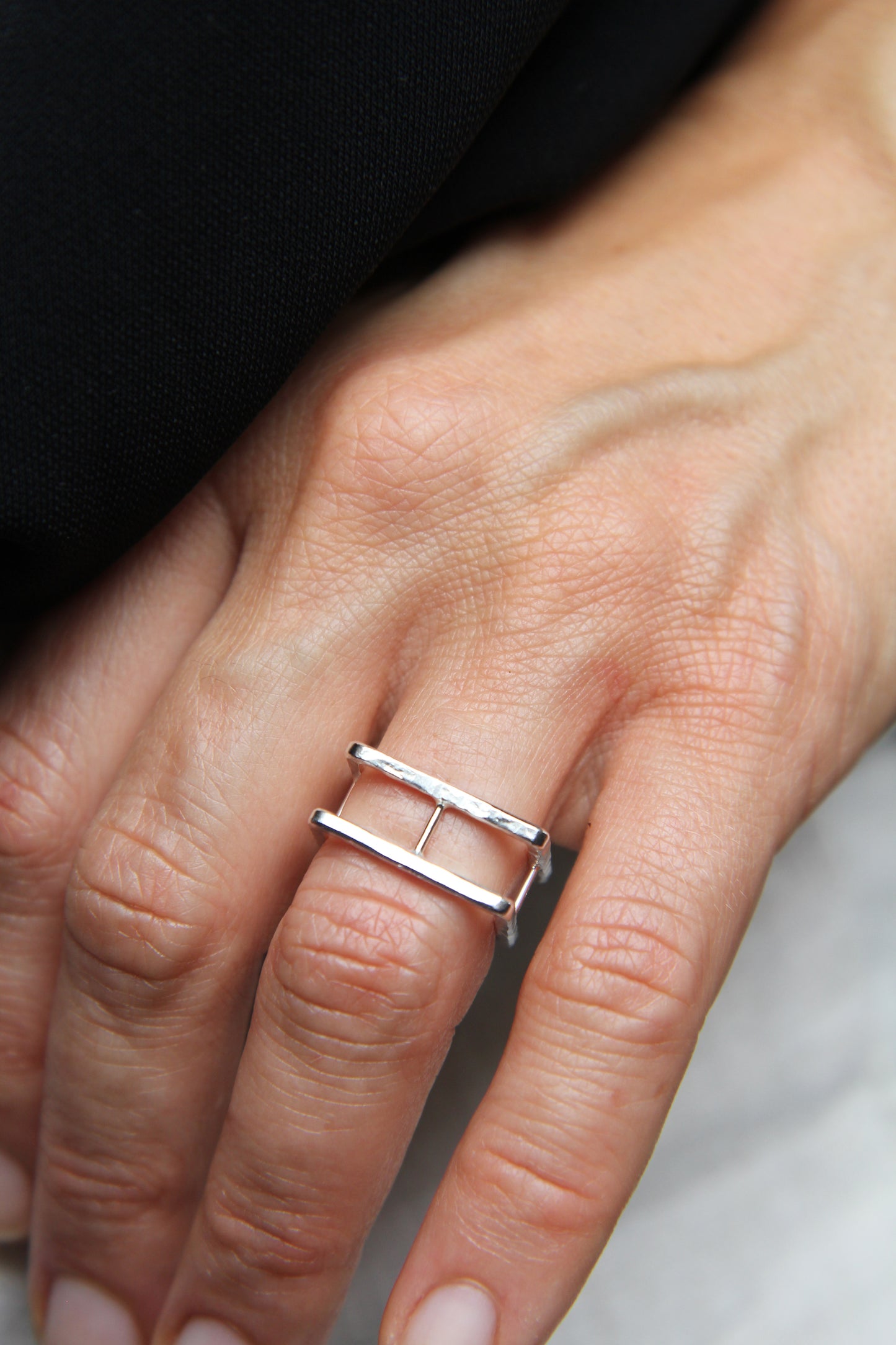NEW! ✨ Double Square Hammered Silver Ring