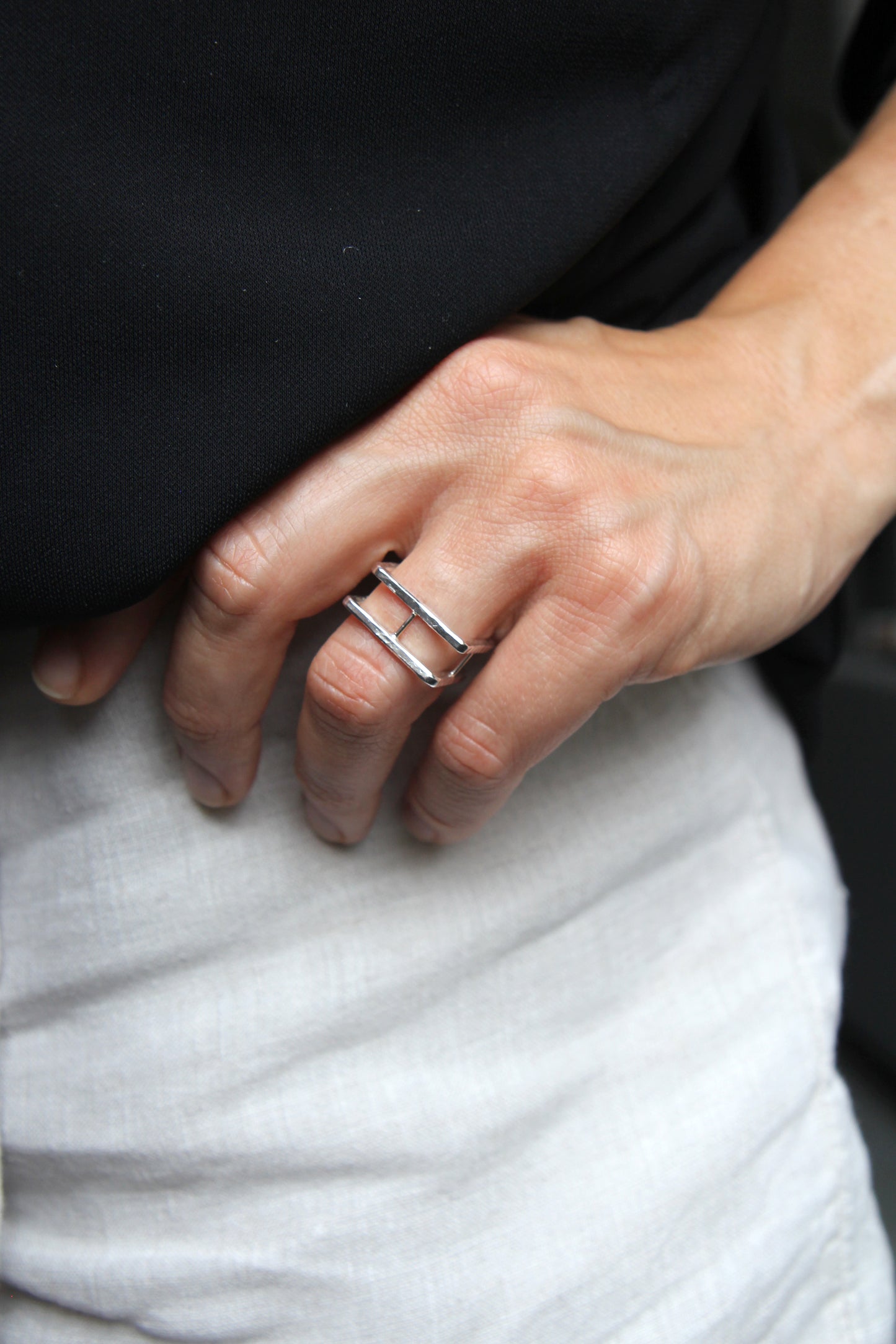 NEW! ✨ Double Square Hammered Silver Ring