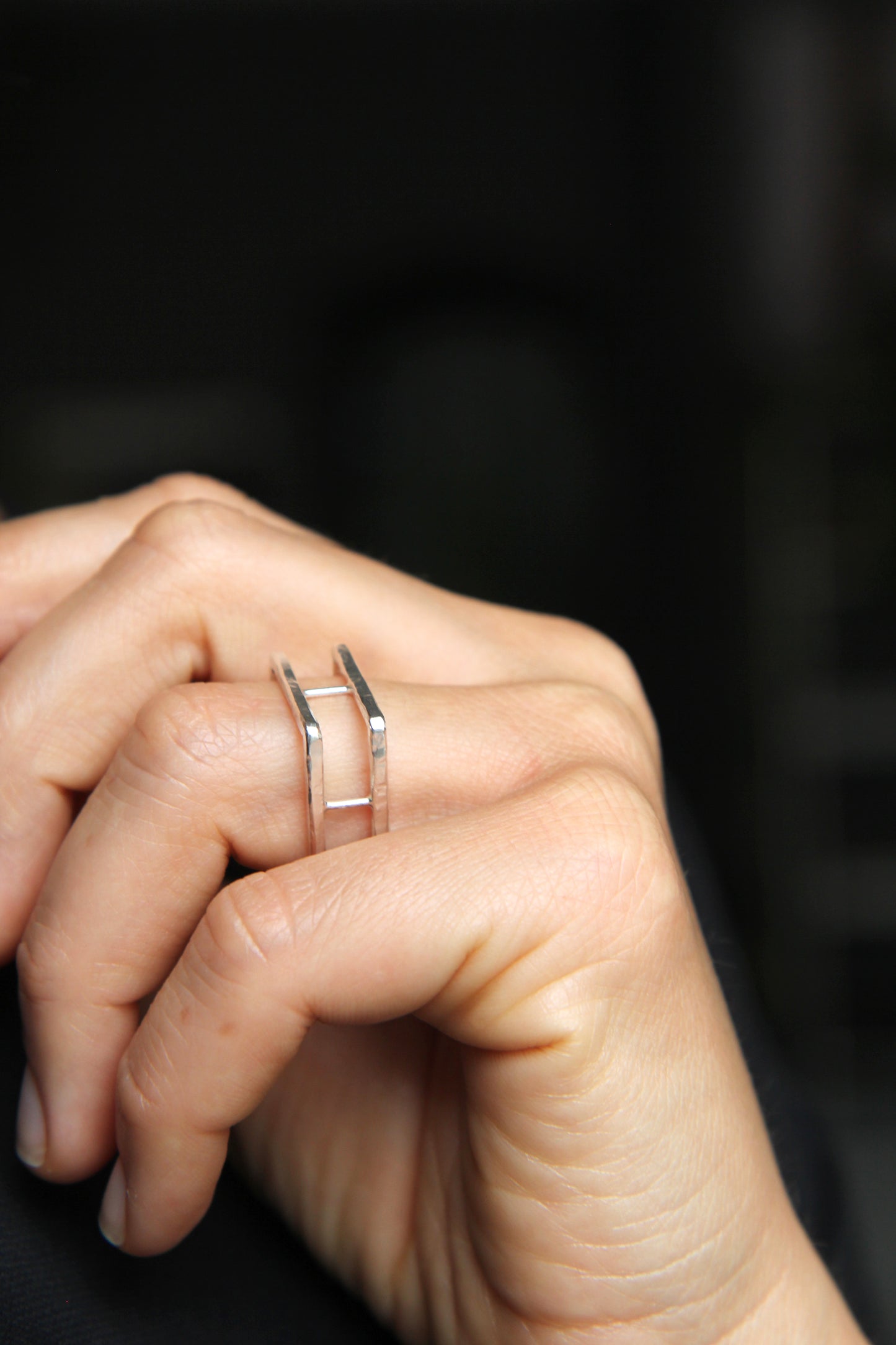 NEW! ✨ Double Square Hammered Silver Ring