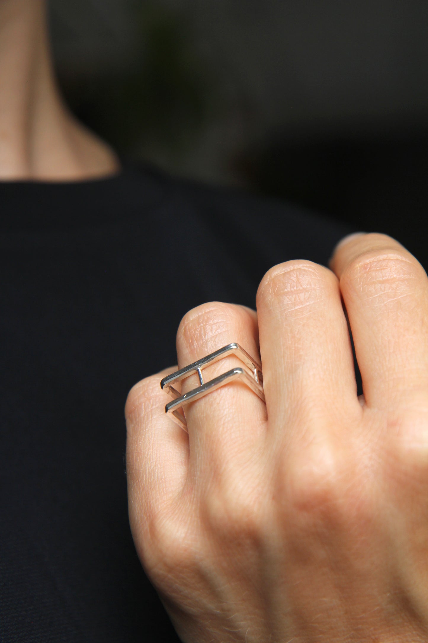 NEW! ✨ Double Square Hammered Silver Ring