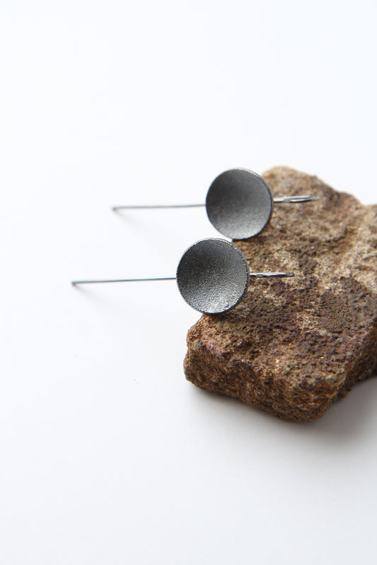 NEW! ✨ Full Moon Dark Silver Hook Earrings