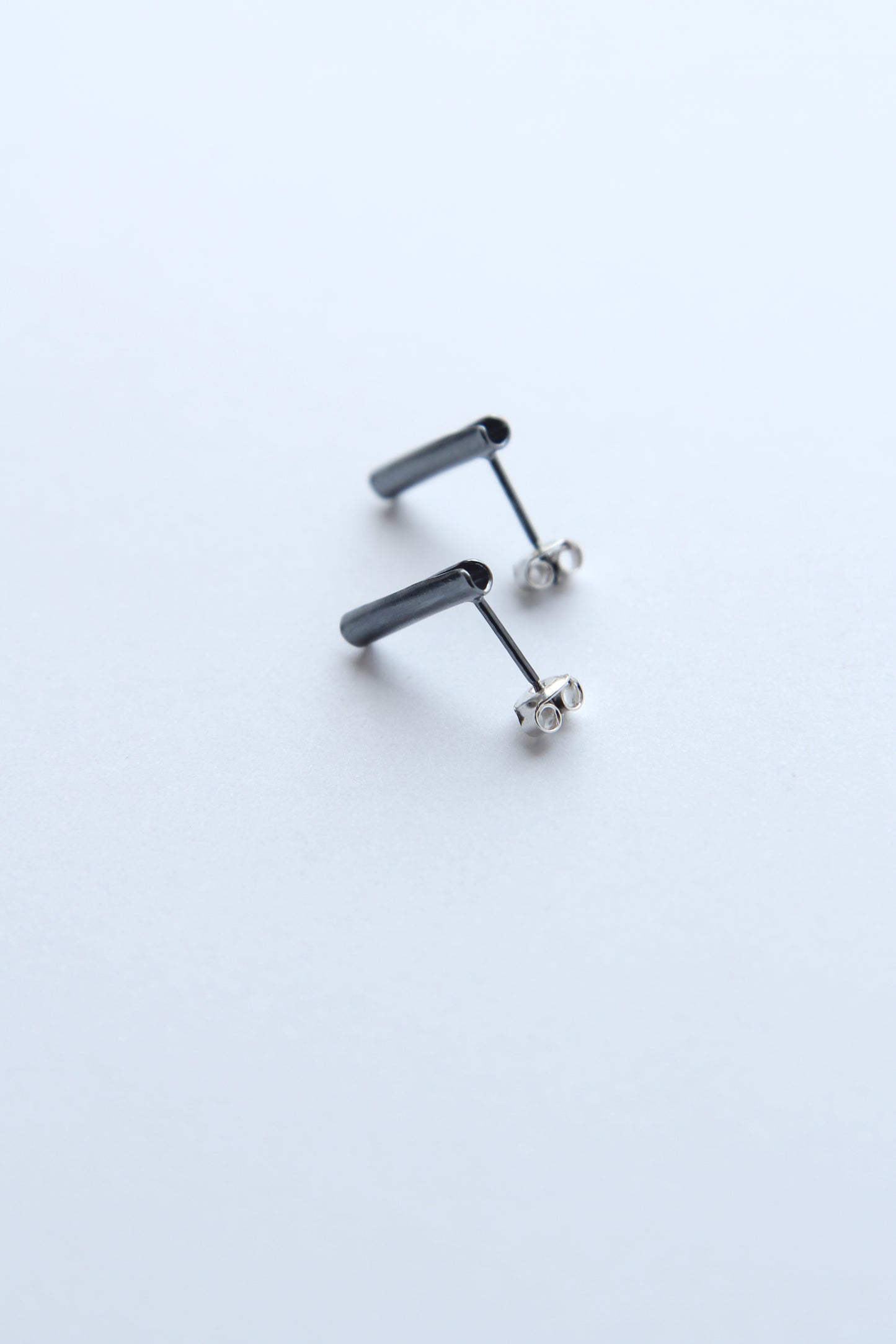NEW! ✨ Fine Dark Silver Tube Earrings - short