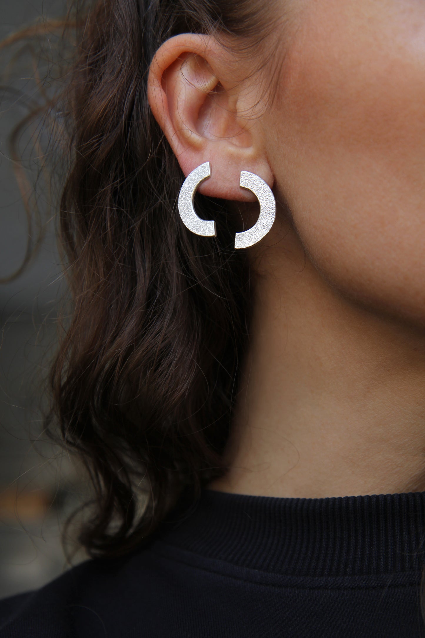 NEW! ✨ Melted Half-Circle Silver Earrings