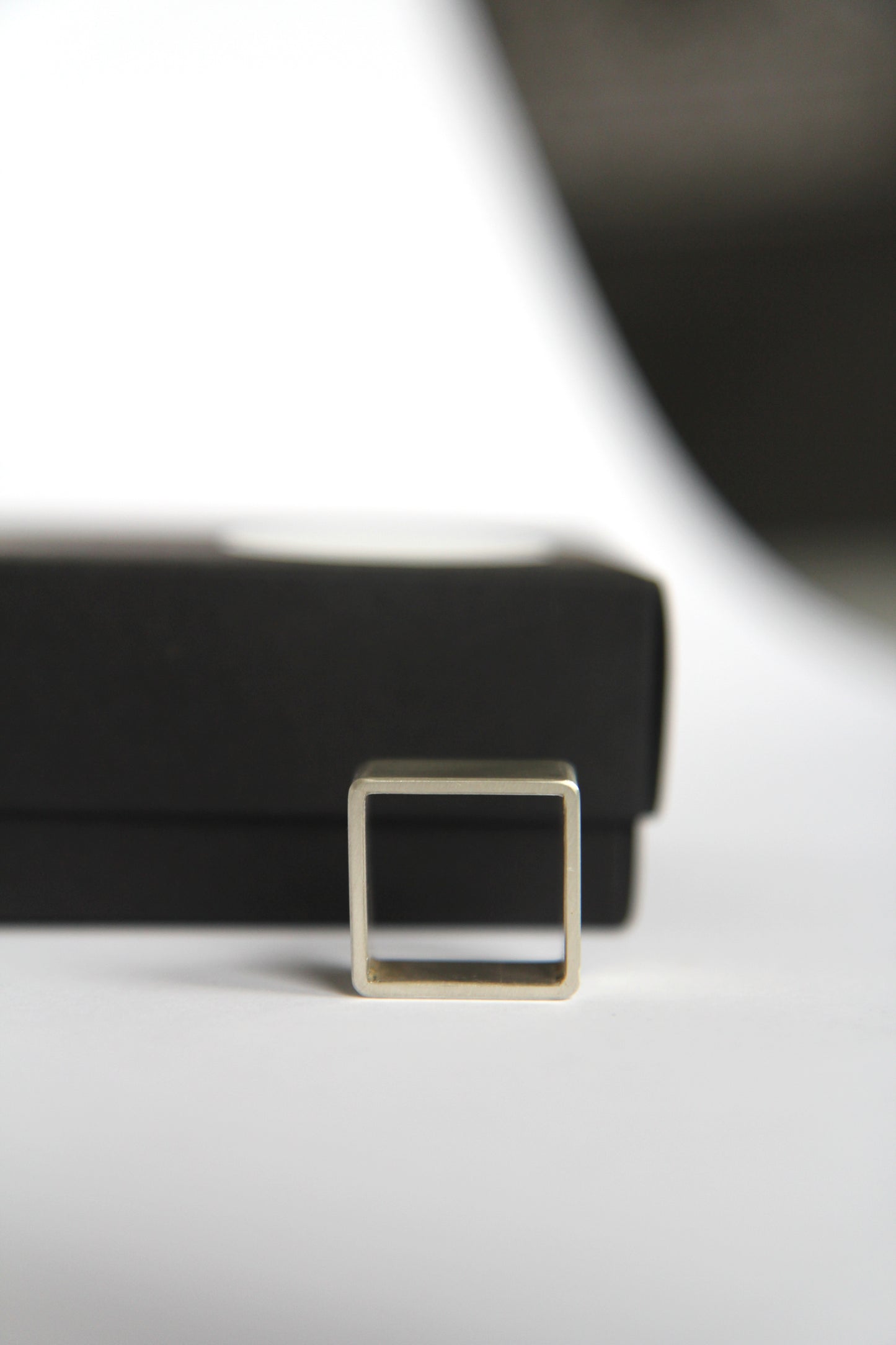 Wide Matt Silver Square Ring