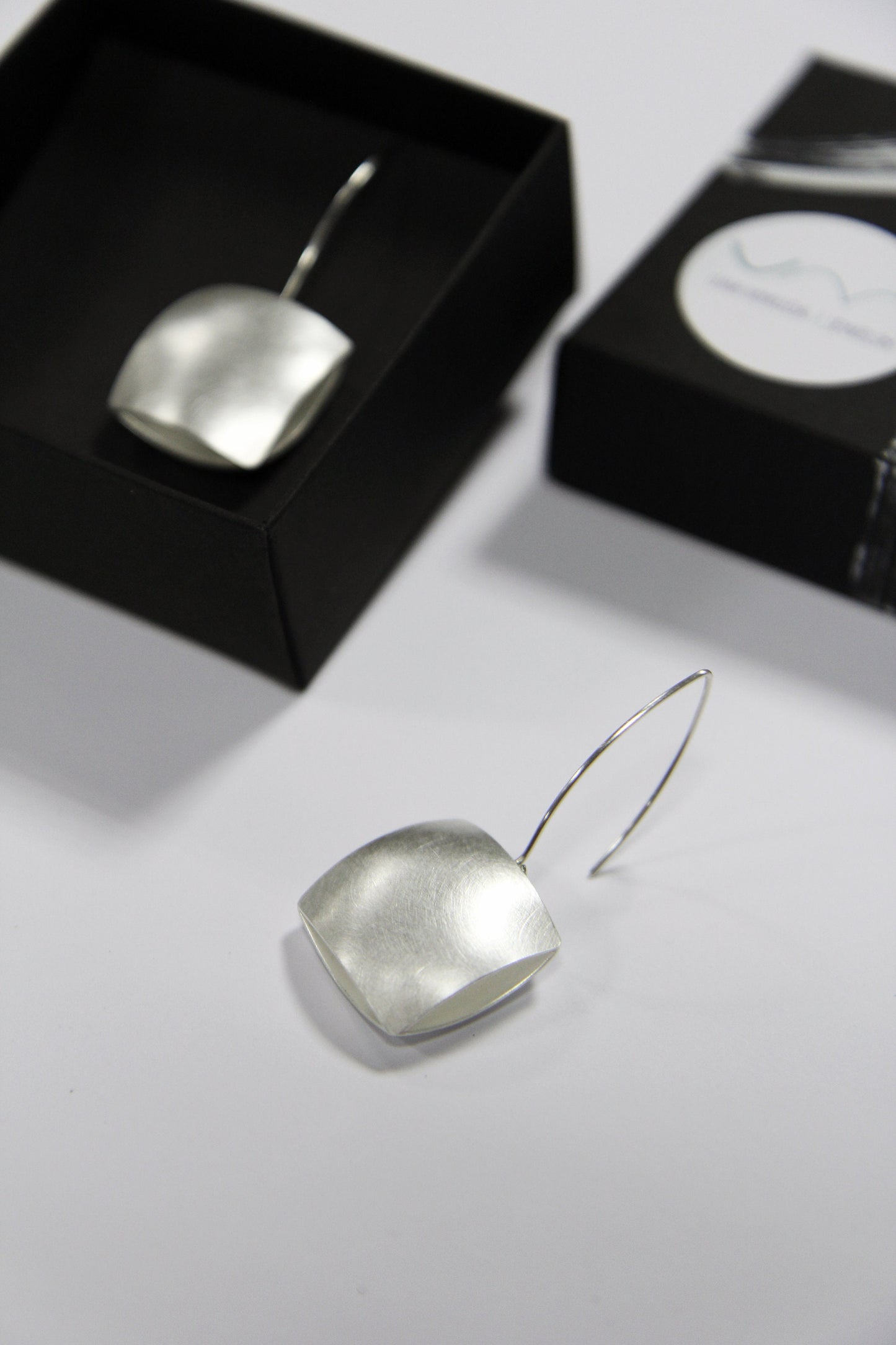 Bold Silver Square Pillow Earrings