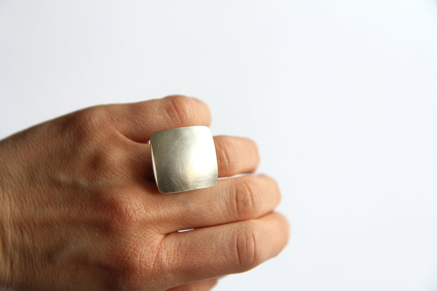 Bold Square Pillow Silver Ring