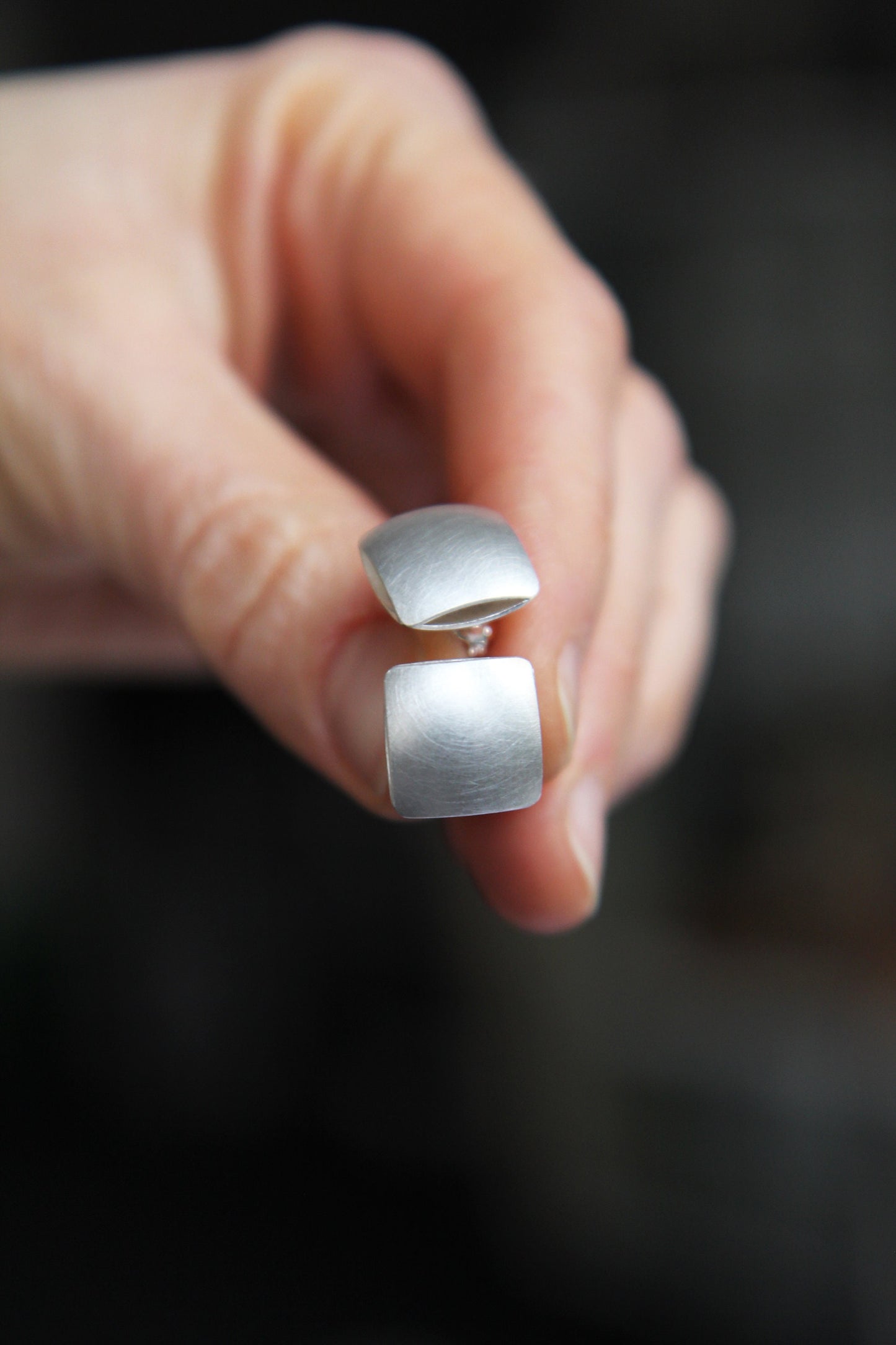 Small Silver Pillow Earrings