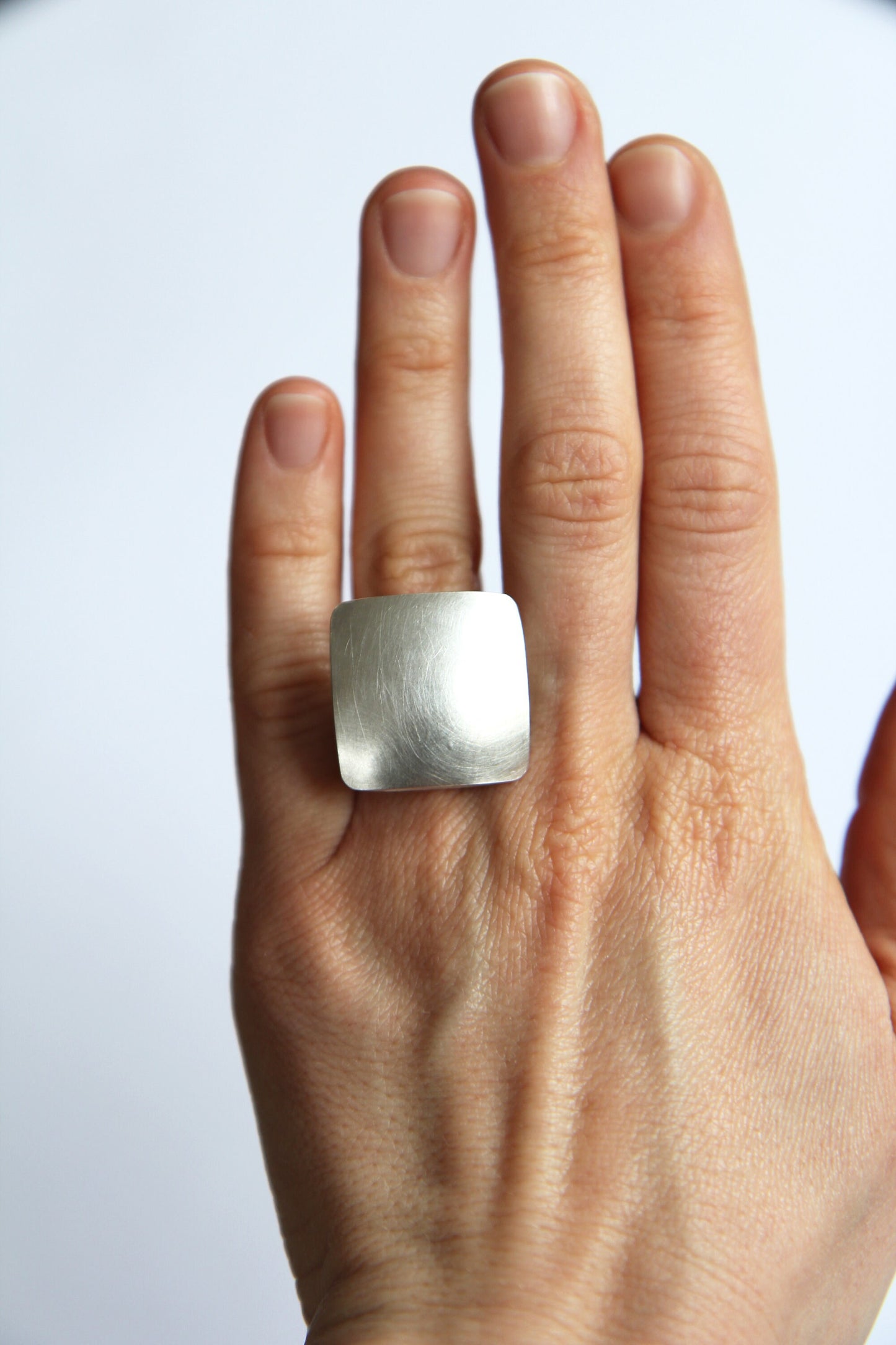 Bold Square Pillow Silver Ring
