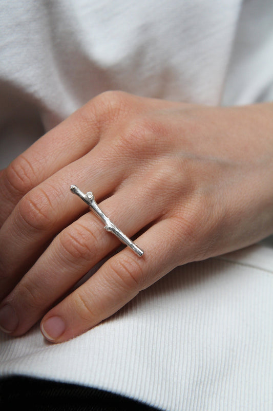 Silver Twig Ring