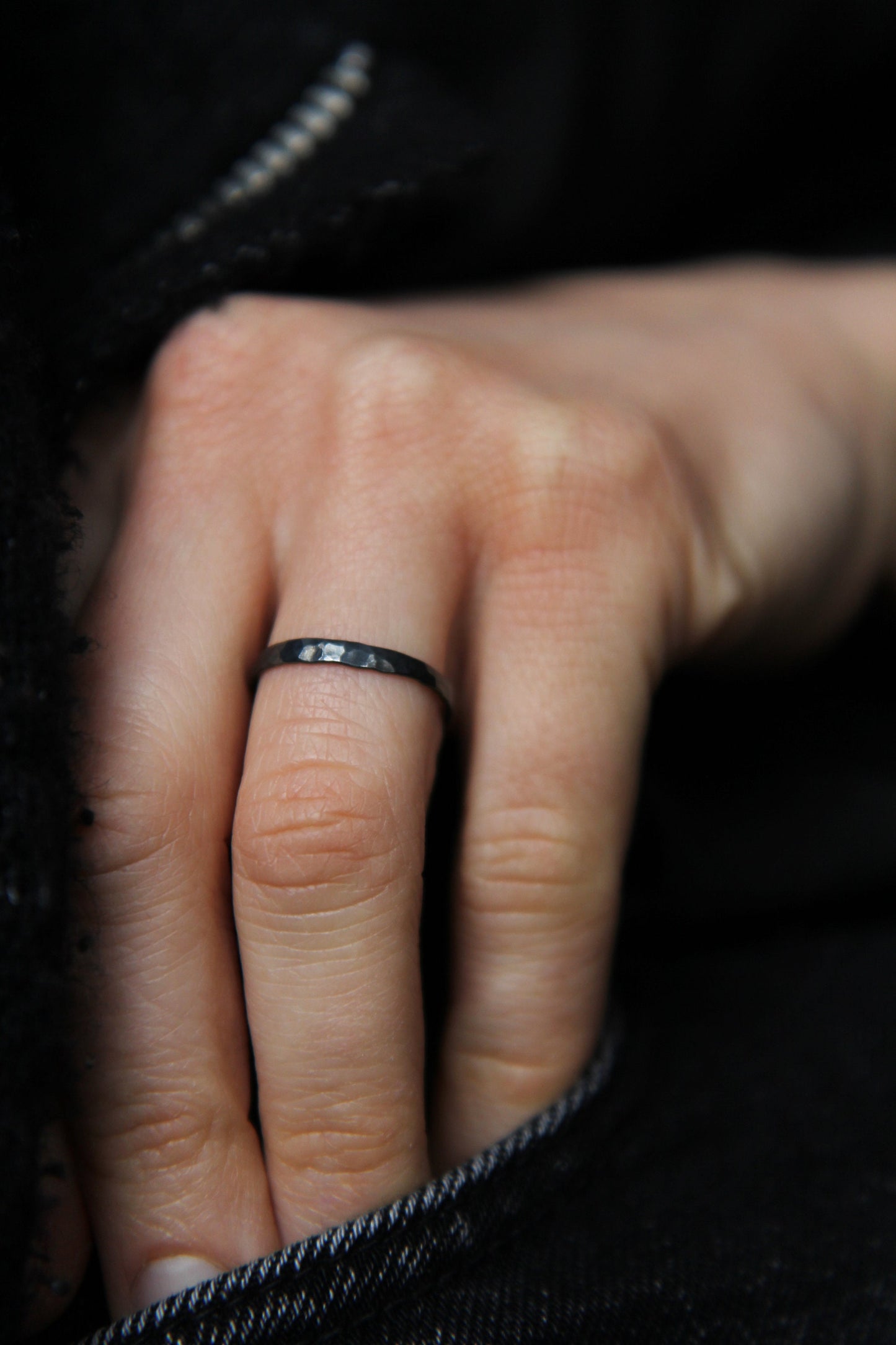 Fine Hammered Silver Stack Ring