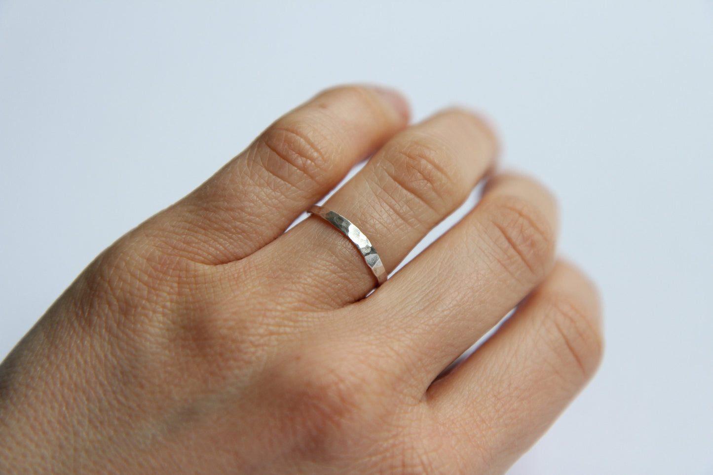 Fine Hammered Silver Stack Ring