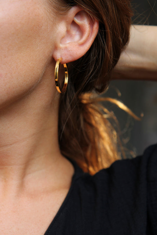 Gold-plated Silver Hoop Earrings - Large