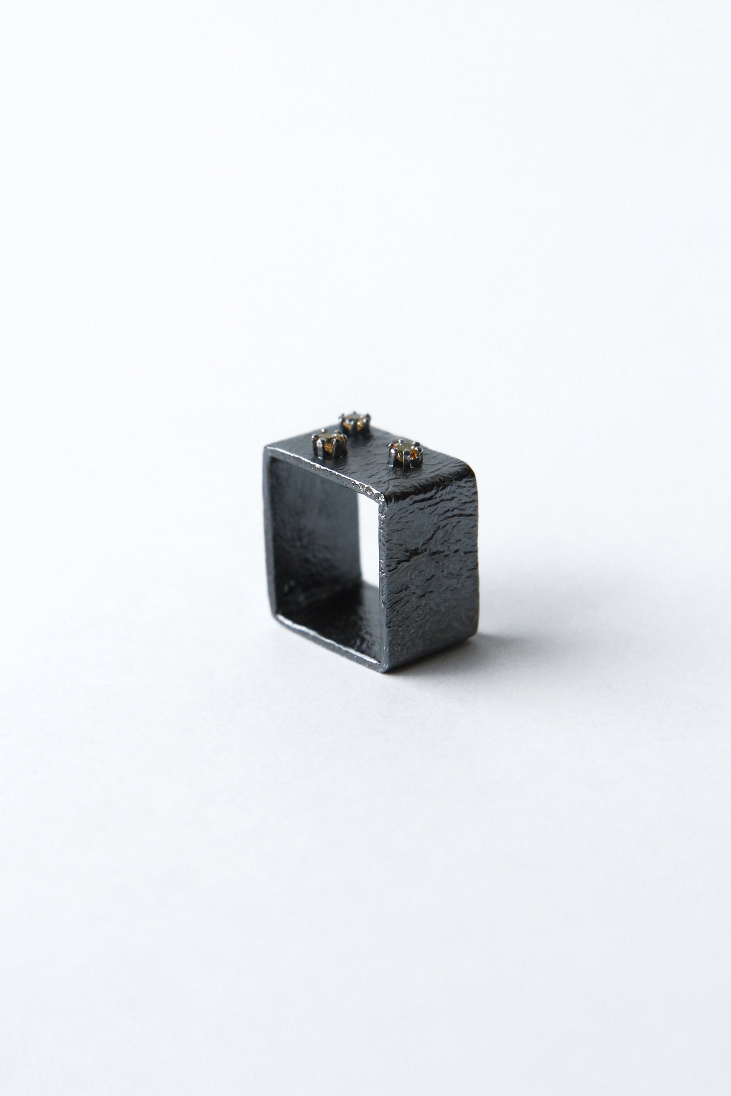 Bold Silver Square Ring With Zircons SQUAREish