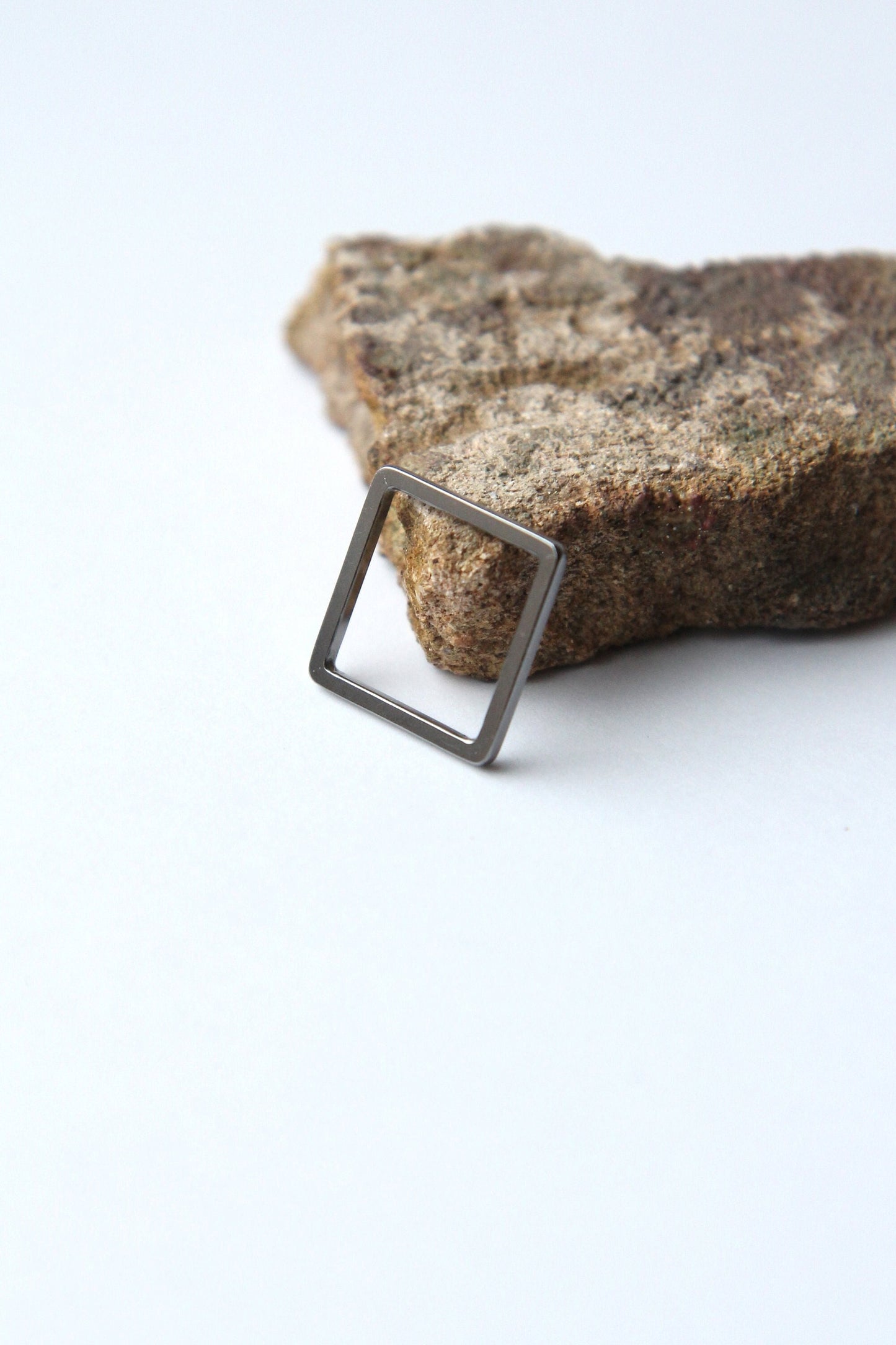 Fine Black Silver Square Ring